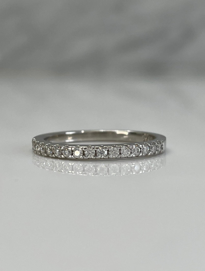Sterling Silver 925 Half Eternity Band with round brilliant cut Moissanites