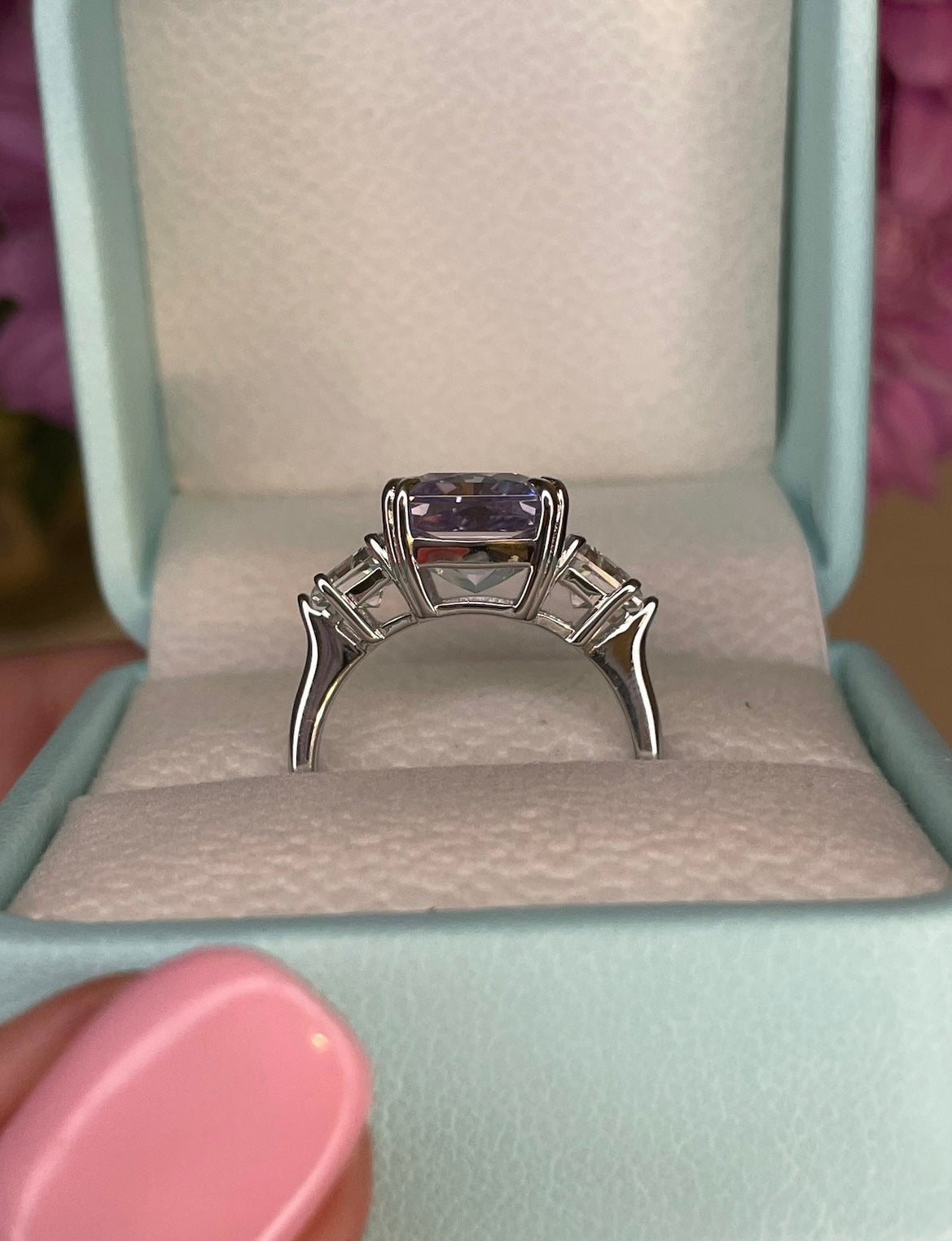 6.7CT radiant cut crushed ice simulated diamond ring in sterling silver 925