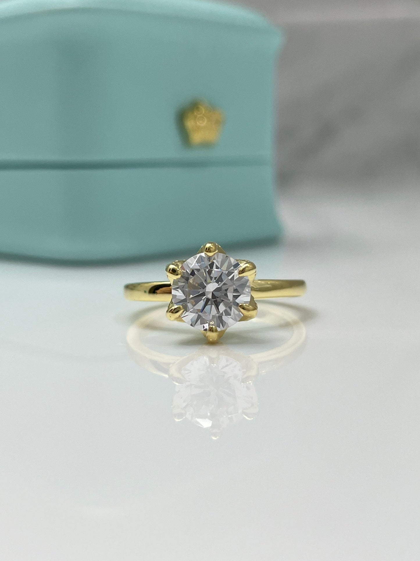 2CT Round Moissanite Engagement Ring: Filigree Accent, 14K Gold Band