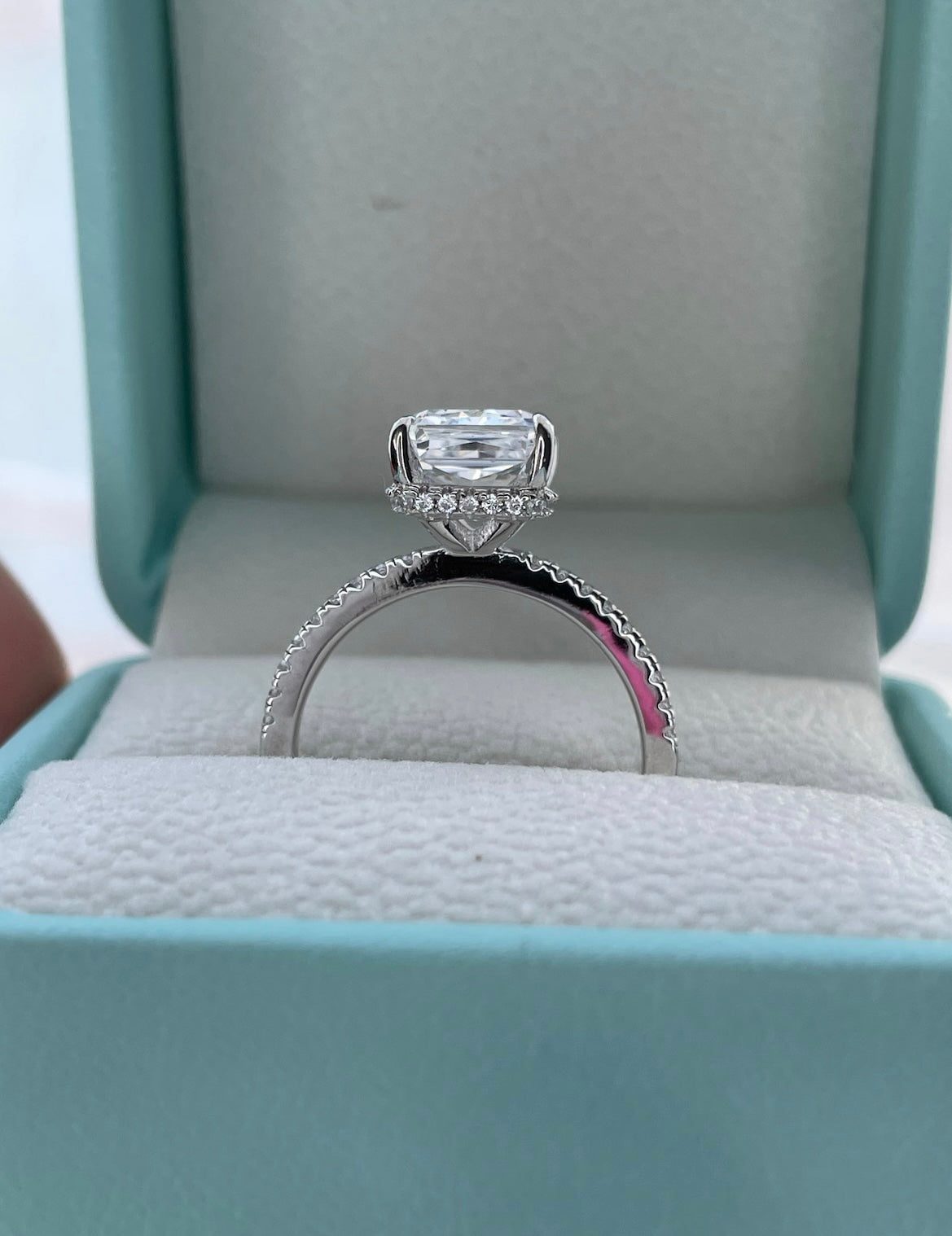 Sterling Silver 925 engagement ring with 3.3CT crushed ice radiant cut simulated diamond