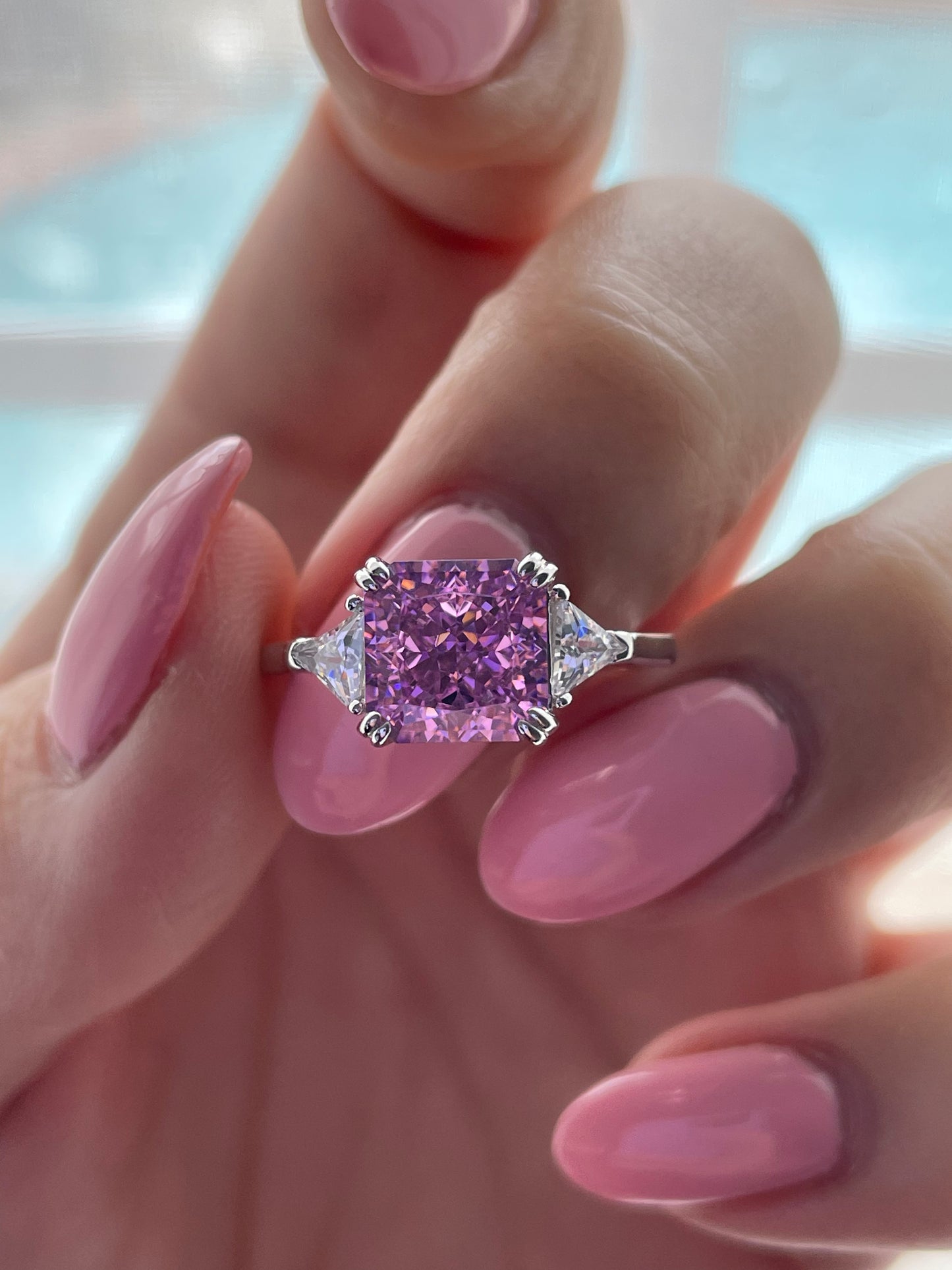 The Joy. Sterling silver 925 ring with 3CT crushed ice simulated diamond