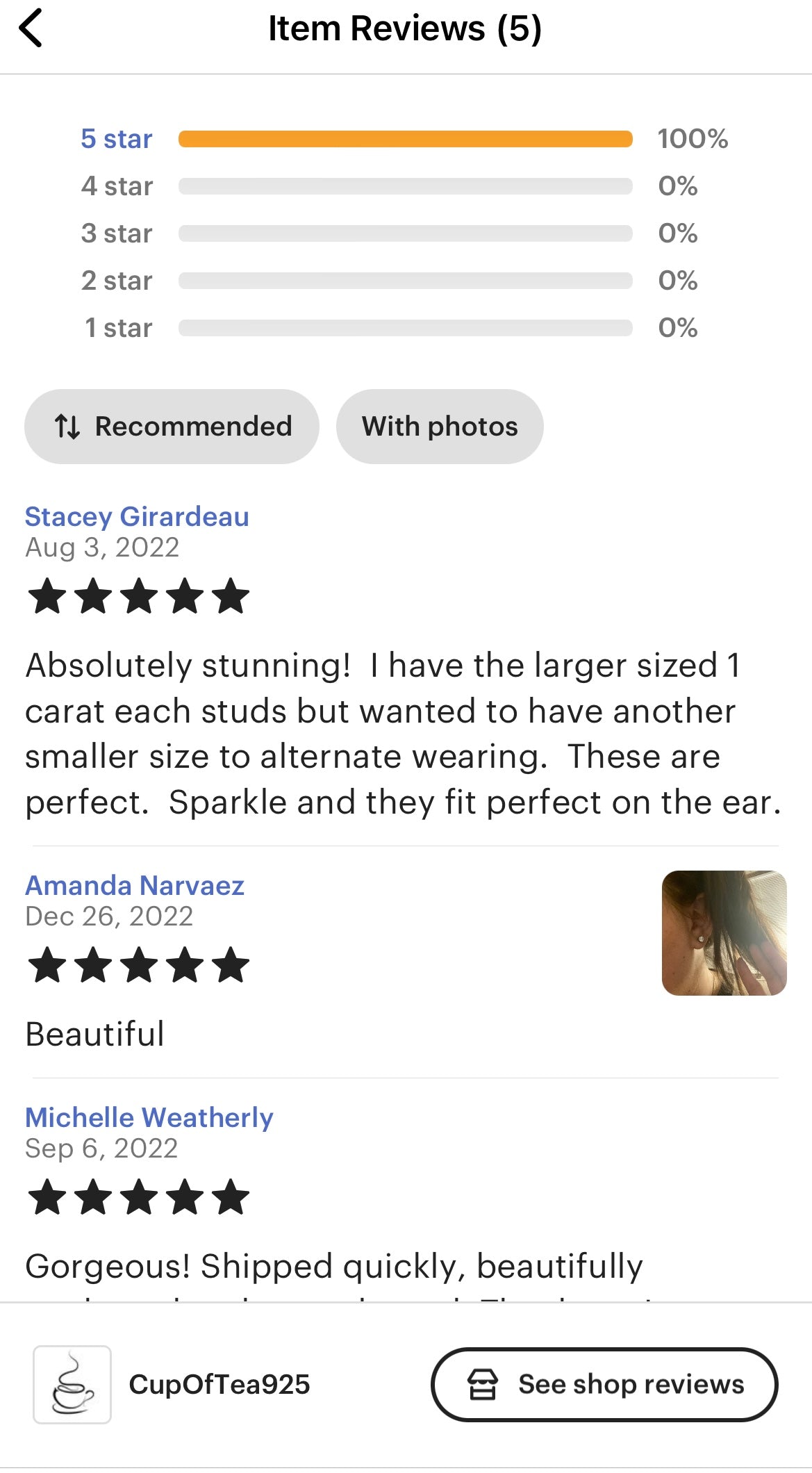 Moissanite stud earrings.
