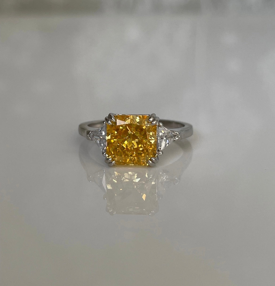The Joy. Sterling Silver 925 ring with yellow canary crushed ice simulated diamond
