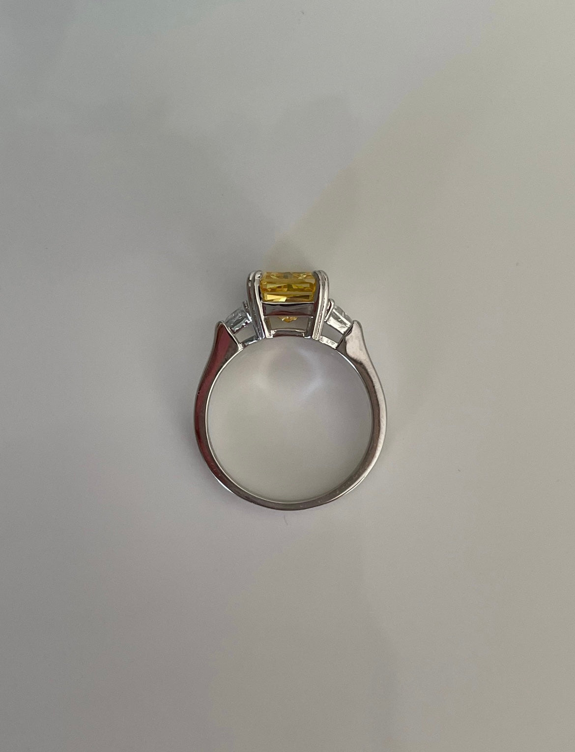 The Joy. Sterling Silver 925 ring with yellow canary crushed ice simulated diamond