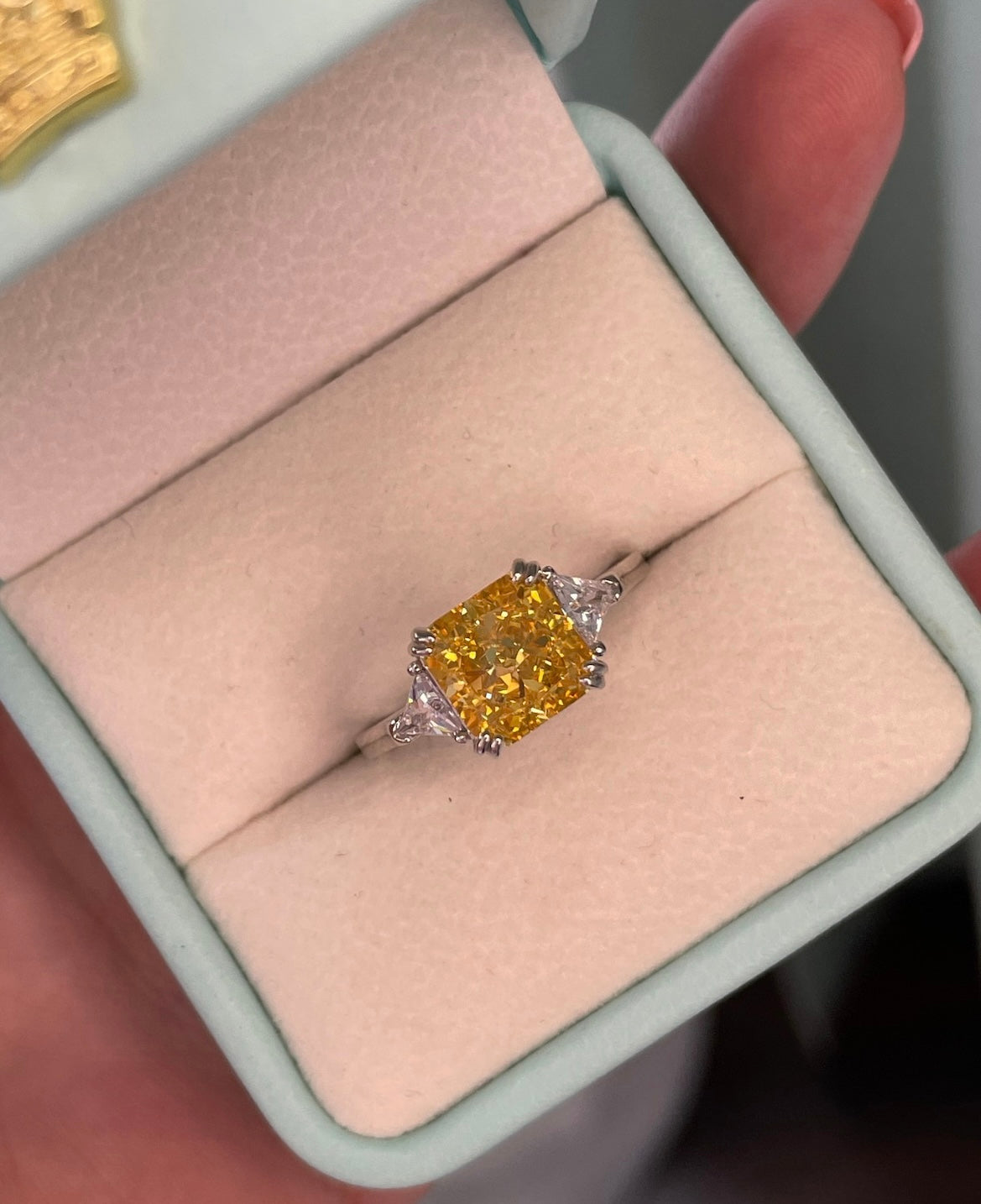 The Joy. Sterling Silver 925 ring with yellow canary crushed ice simulated diamond