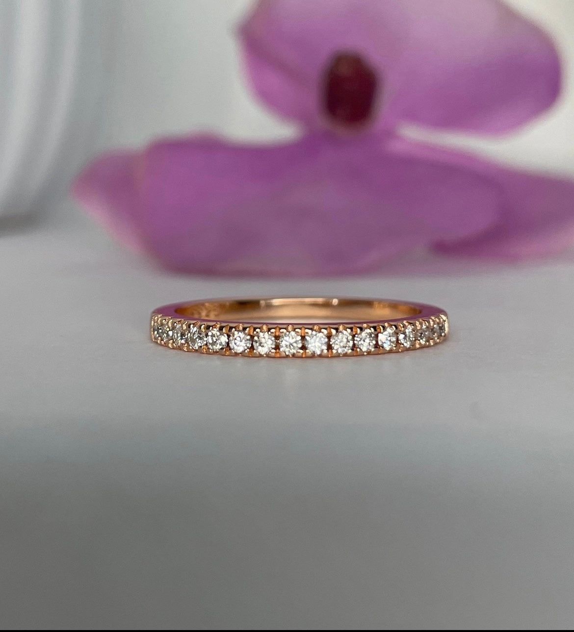 Sterling Silver 925 Half Eternity Band with round brilliant cut Moissanites
