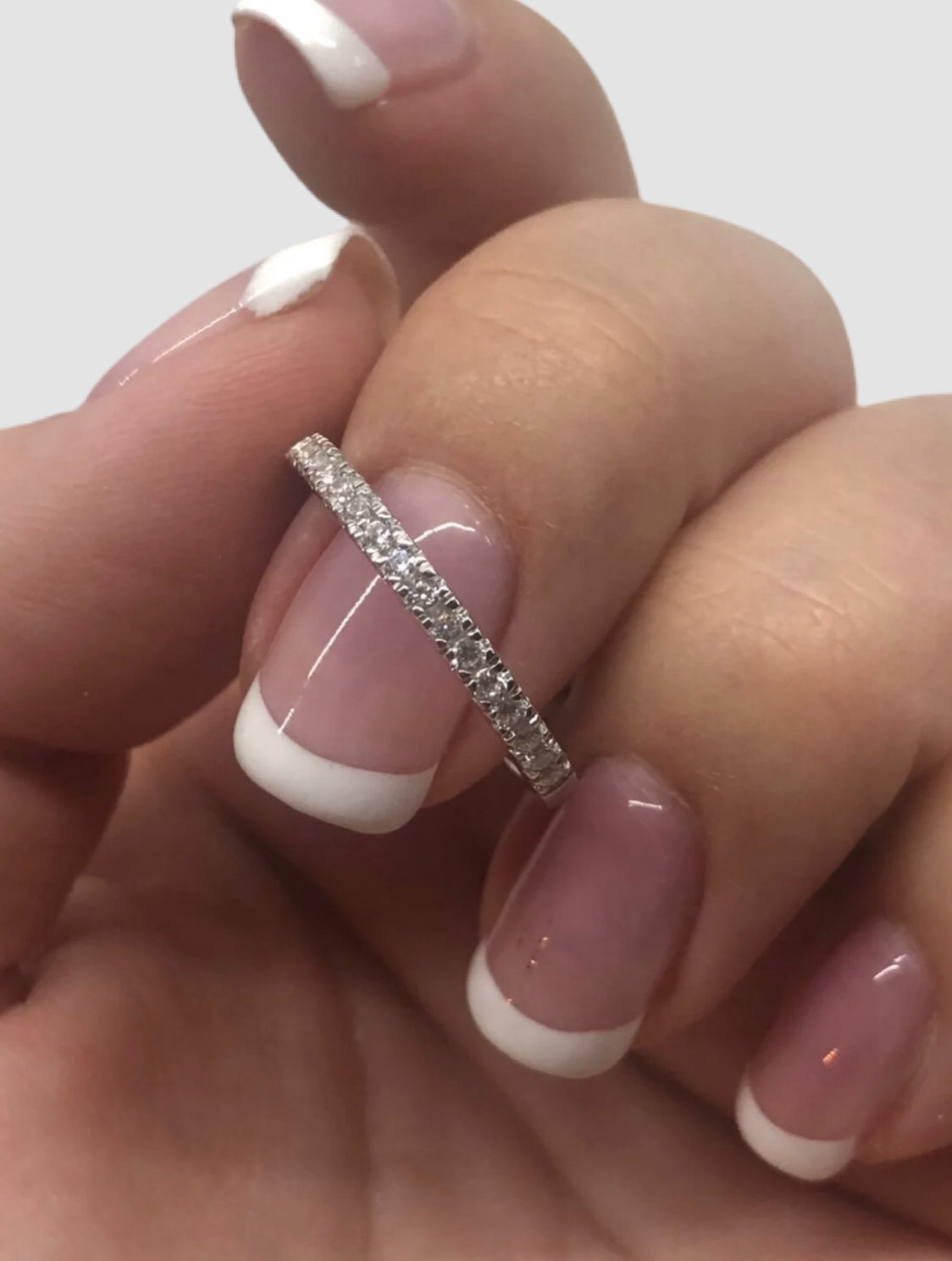 Sterling Silver 925 Half Eternity Band with Simulated Diamonds