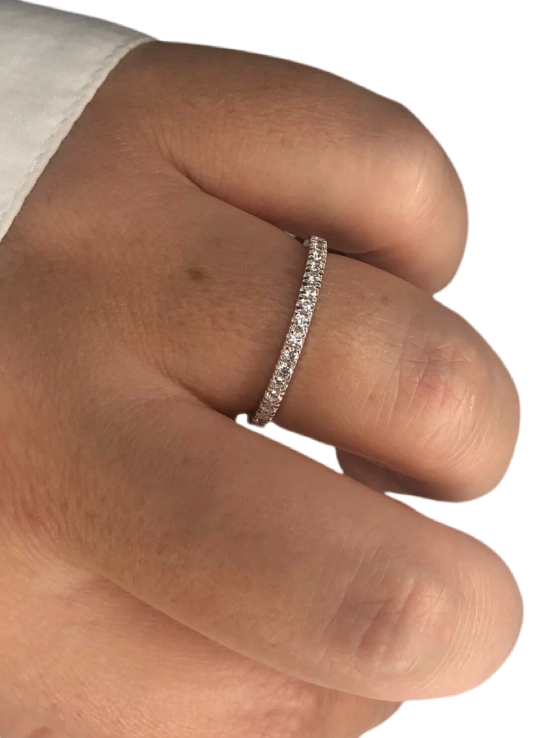 Sterling Silver 925 Half Eternity Band with Simulated Diamonds