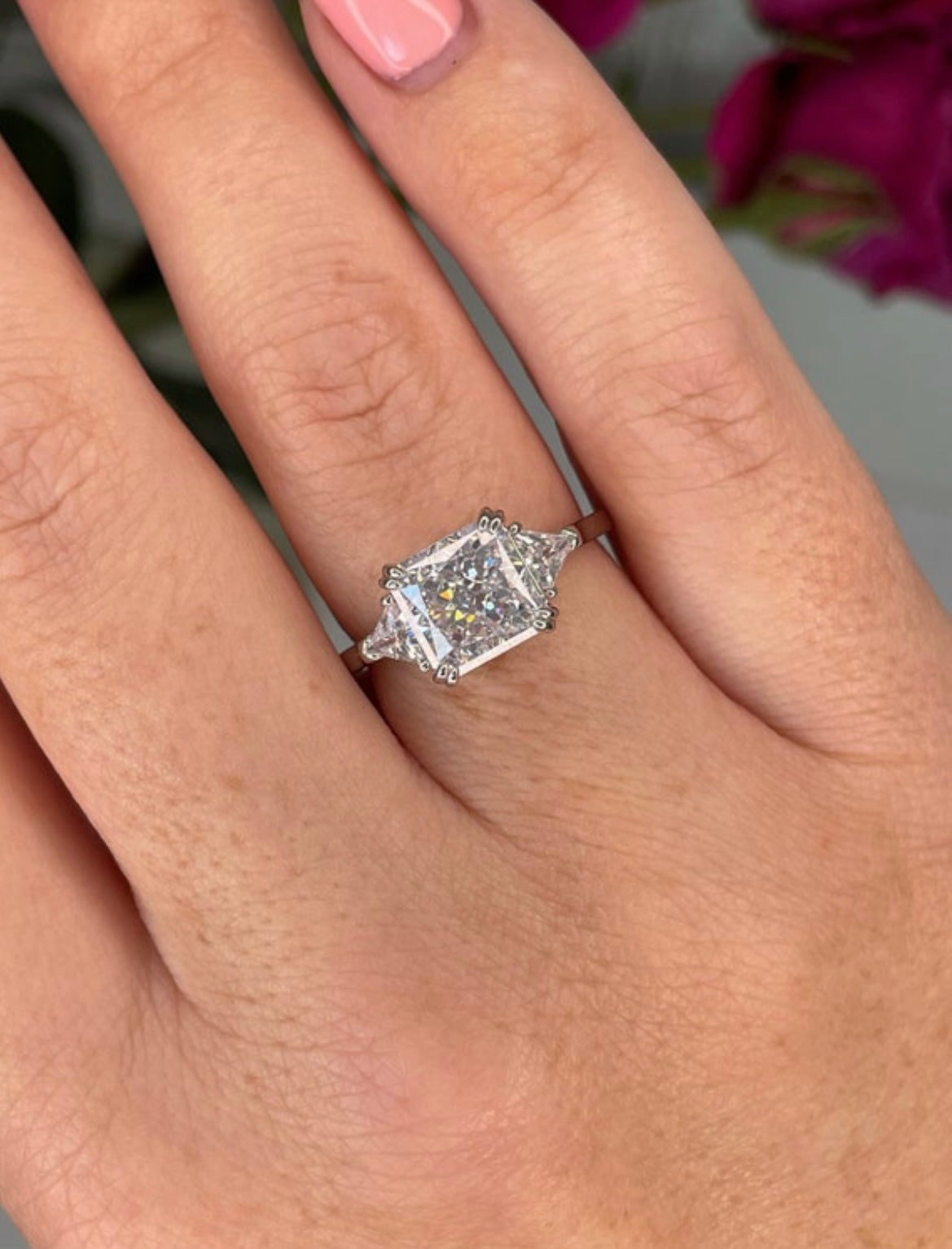 The Joy. Sterling Silver 925 engagement ring with clear crushed ice simulated diamond