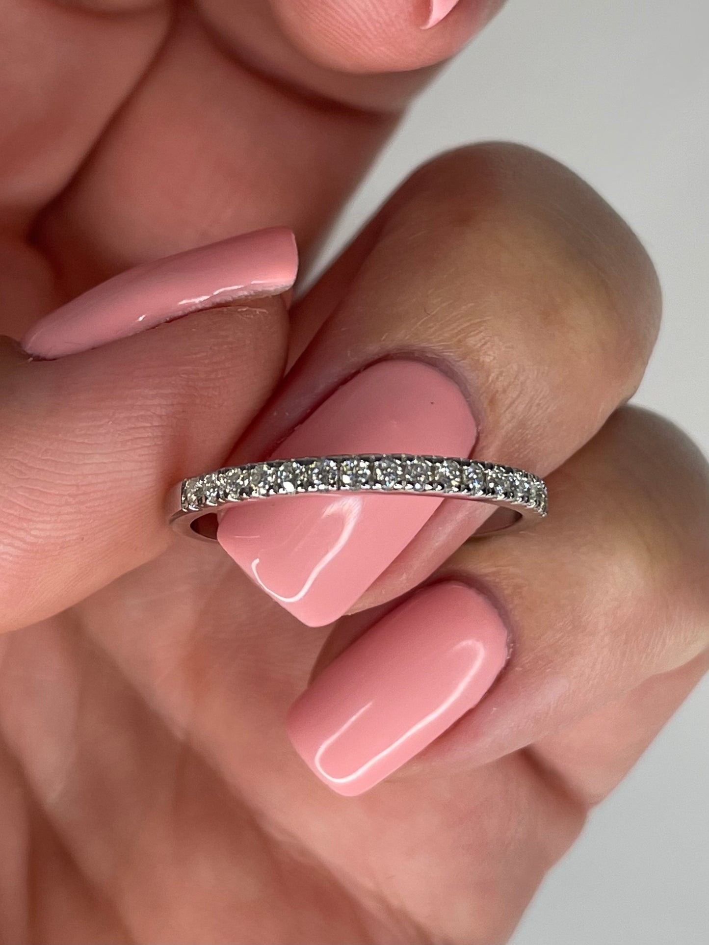 Sterling Silver 925 Half Eternity Band with round brilliant cut Moissanites