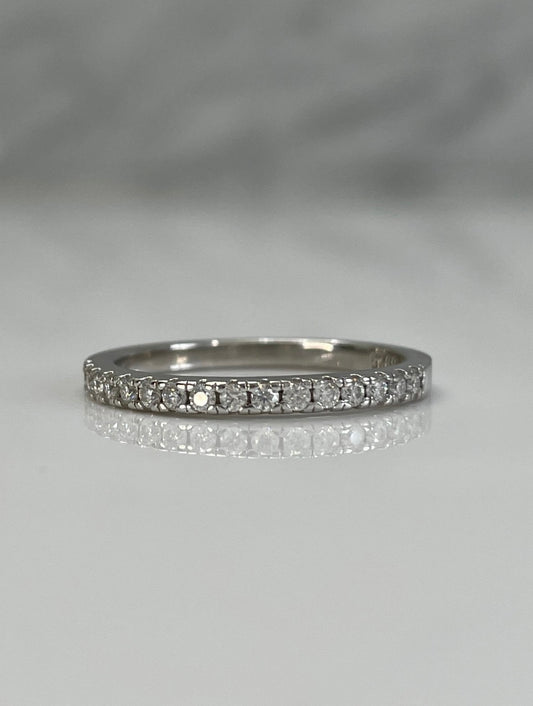Sterling Silver 925 Half Eternity Band with round brilliant cut Moissanites