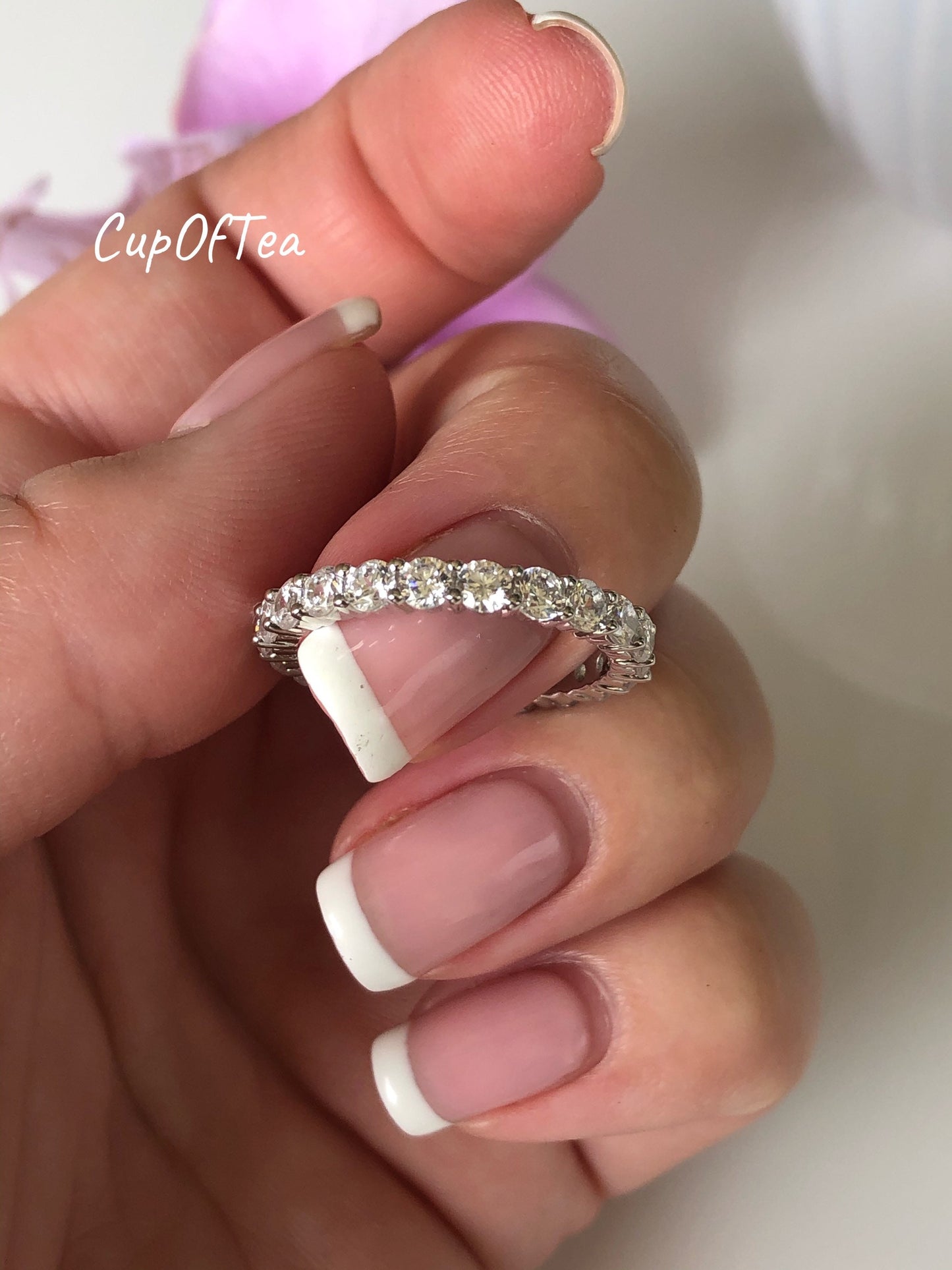 Sterling Silver 925 Full Eternity Band With Simulated Diamonds