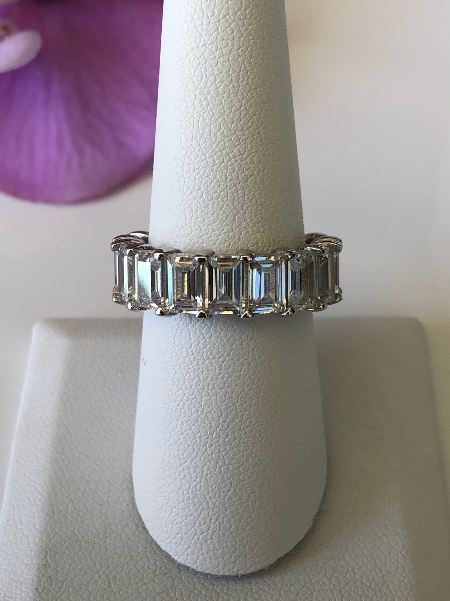 Sterling Silver 925 Classic Emerald Cut Eternity Band