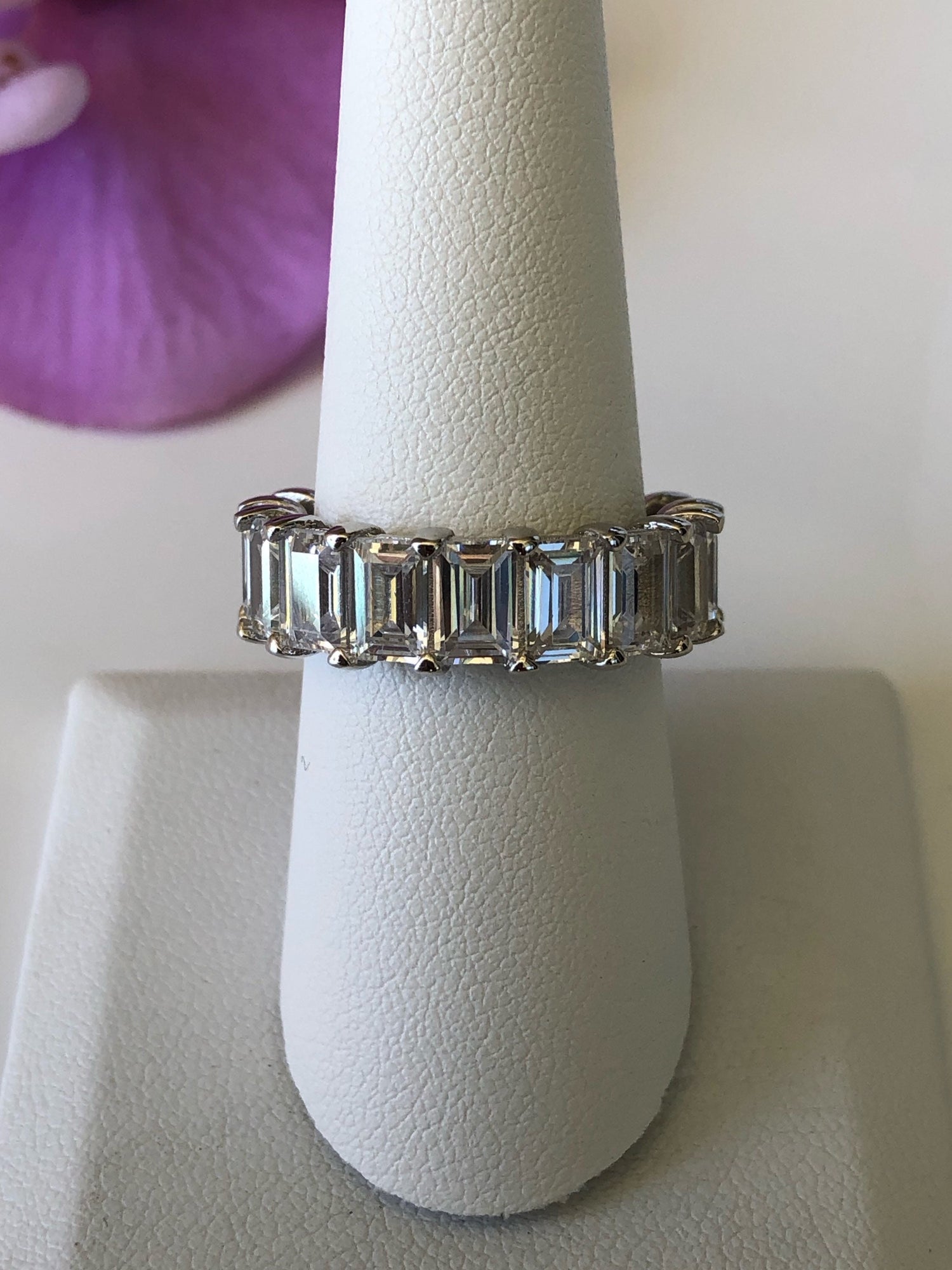 Sterling Silver 925 Classic Emerald Cut Eternity Band