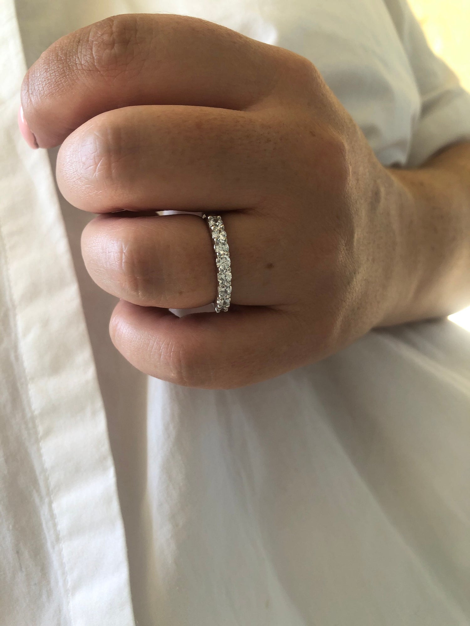 The Eva. Sterling Silver 925 3mm Half Eternity Band with the Finest 5A Grade CZ Diamonds or Moissanite