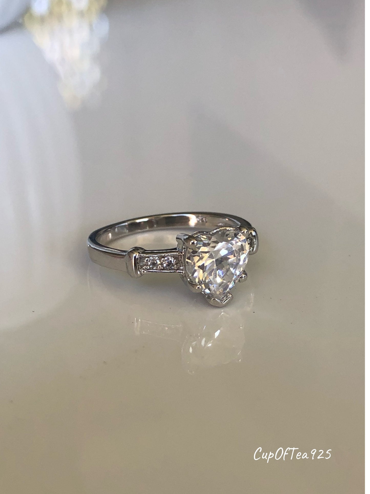 Sterling Silver 925 2CT Heart Shaped Ring With the Finest 5A CZ Diamonds