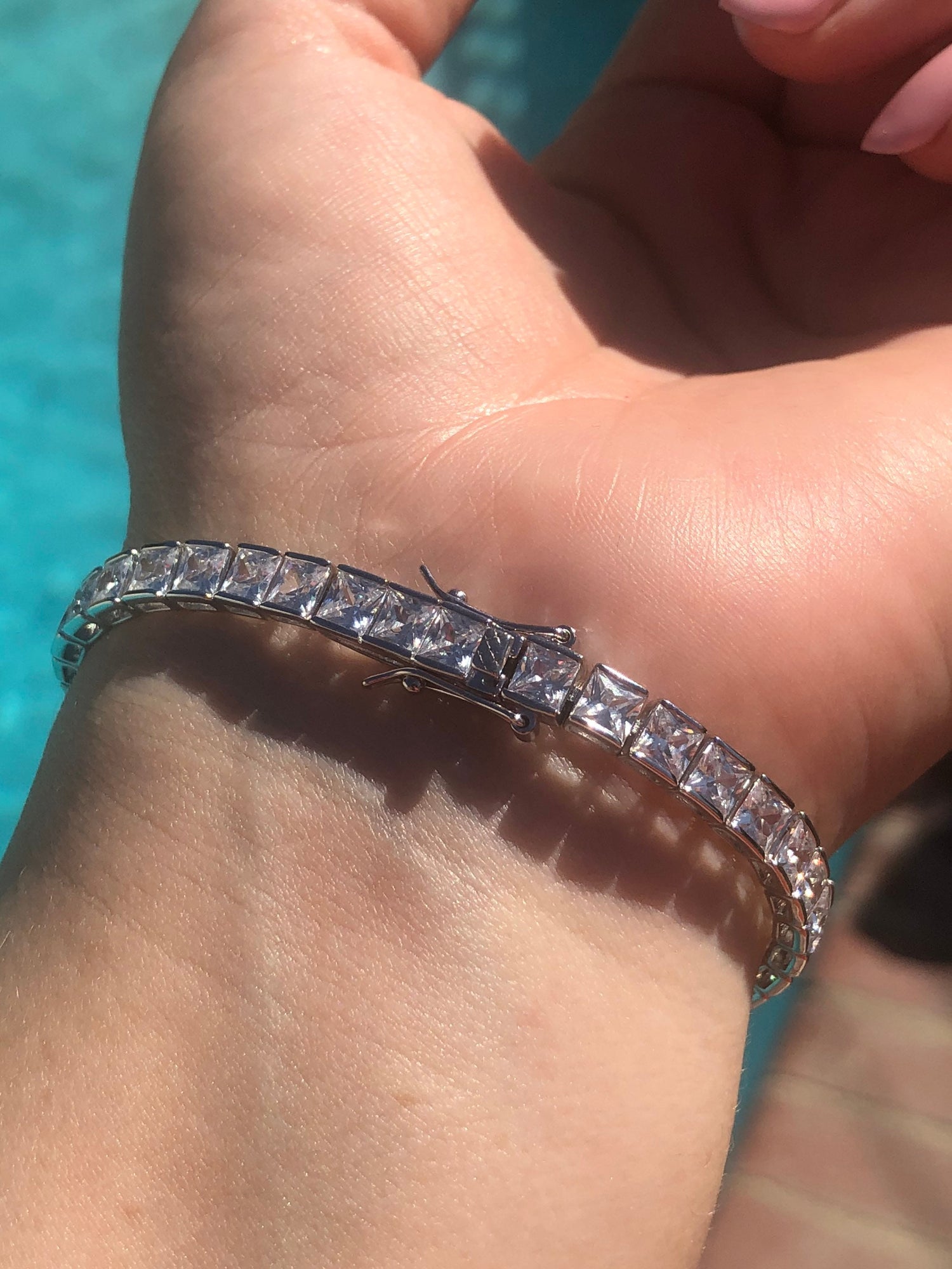 Sterling Silver 925 Tennis Bracelet with The Finest 5A princess cut CZ Diamonds