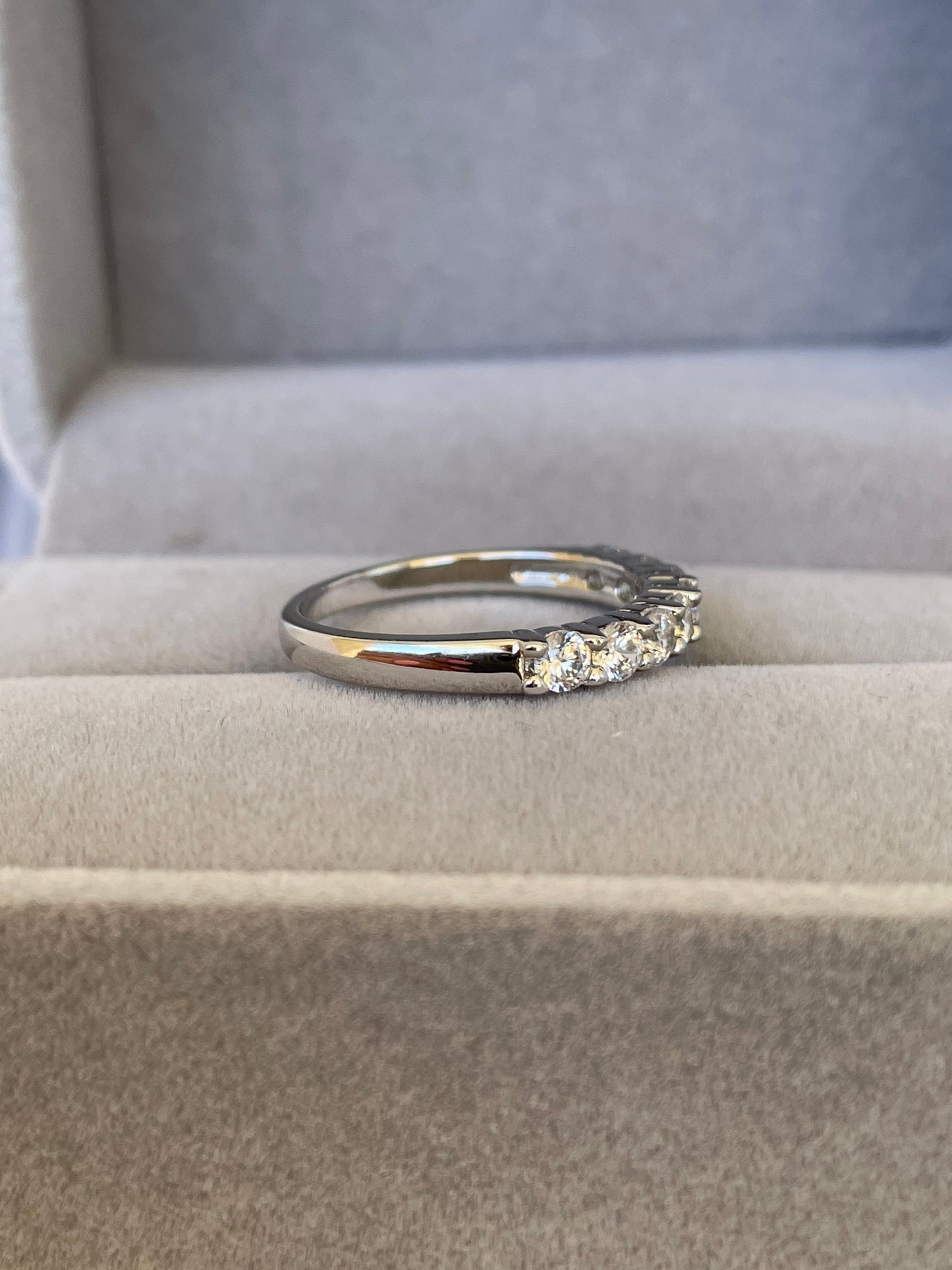 The Eva. Sterling Silver 925 3mm Half Eternity Band with the Finest 5A Grade CZ Diamonds or Moissanite