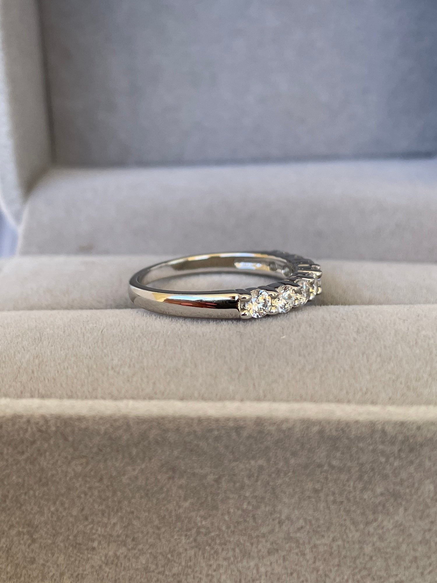 The Eva. Sterling Silver 925 3mm Half Eternity Band with the Finest 5A Grade CZ Diamonds or Moissanite