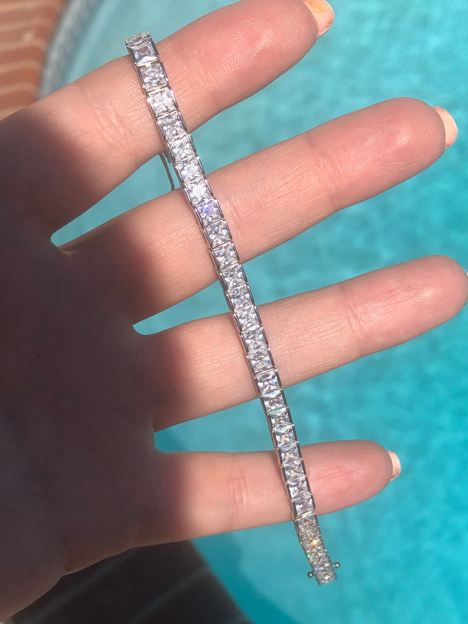 Sterling Silver 925 Tennis Bracelet with The Finest 5A princess cut CZ Diamonds