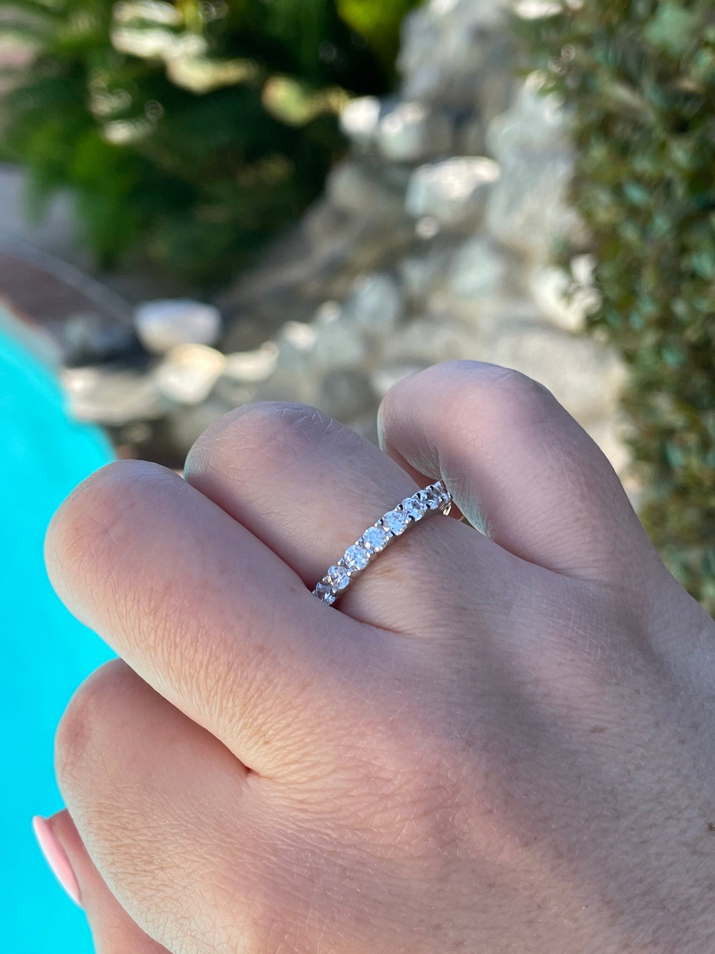 The Eva. Sterling Silver 925 3mm Half Eternity Band with the Finest 5A Grade CZ Diamonds or Moissanite