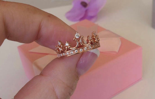 The Quinn. Rose Gold Over Sterling Silver 925 Queen Crown Ring