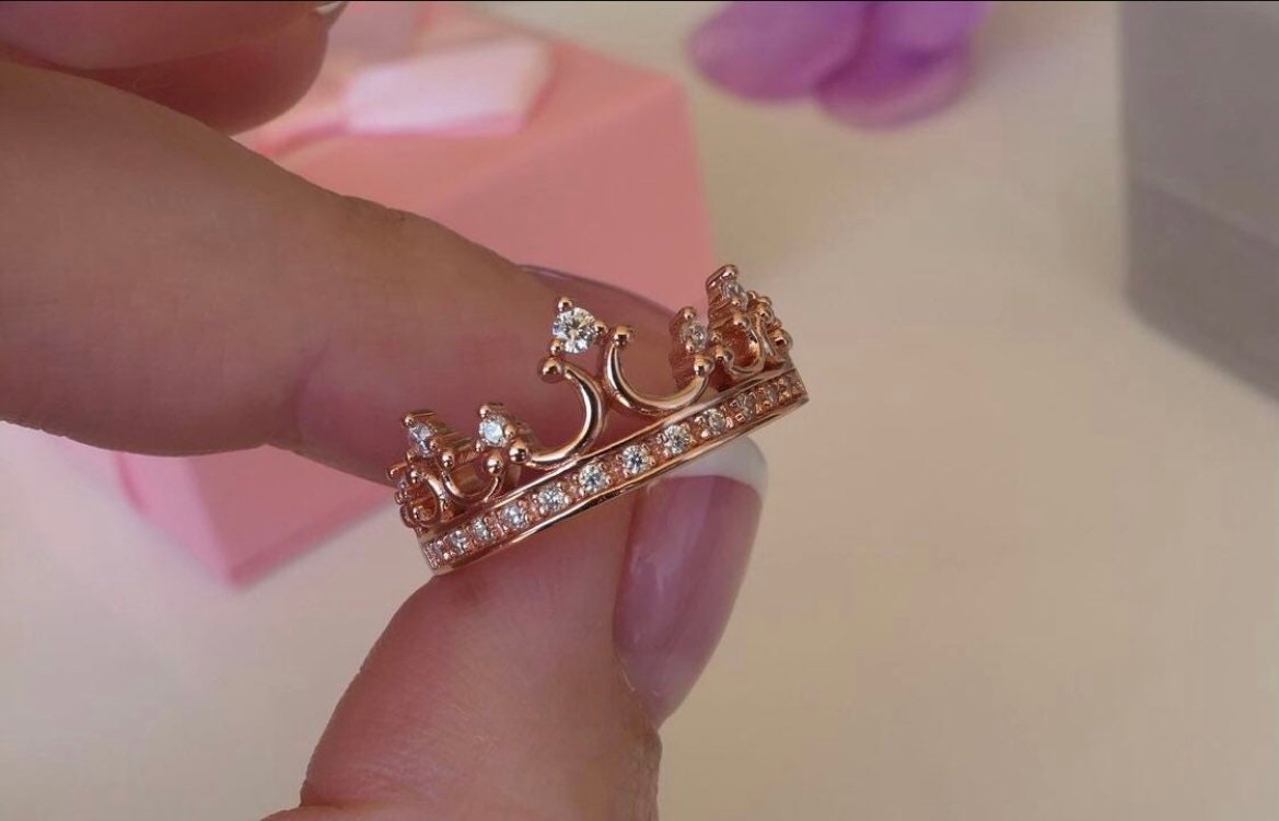 The Quinn. Rose Gold Over Sterling Silver 925 Queen Crown Ring