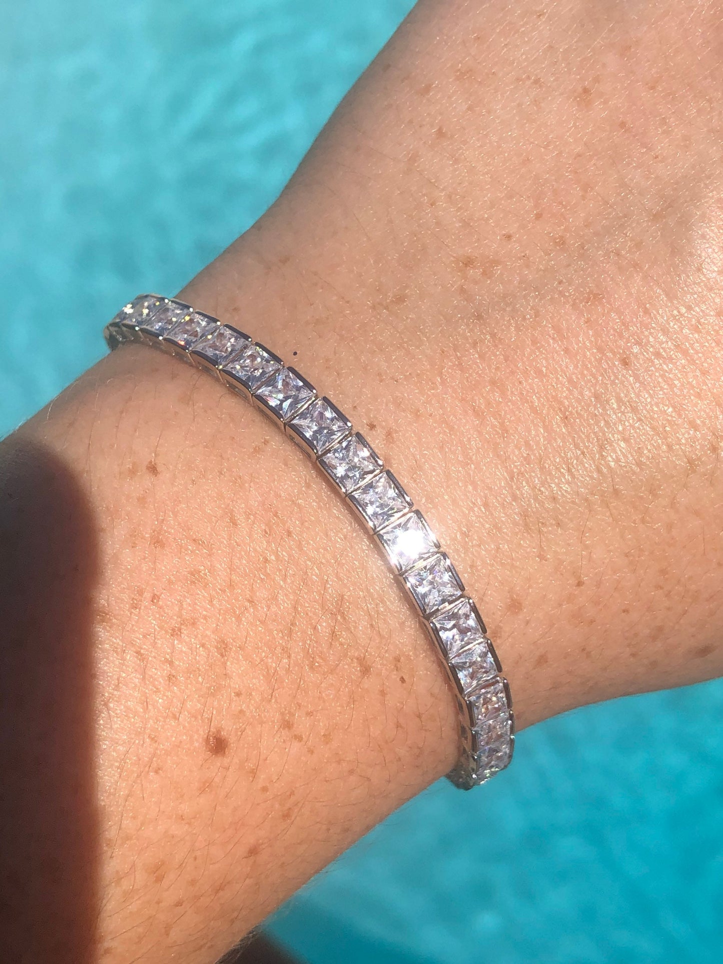 Sterling Silver 925 Tennis Bracelet with The Finest 5A princess cut CZ Diamonds