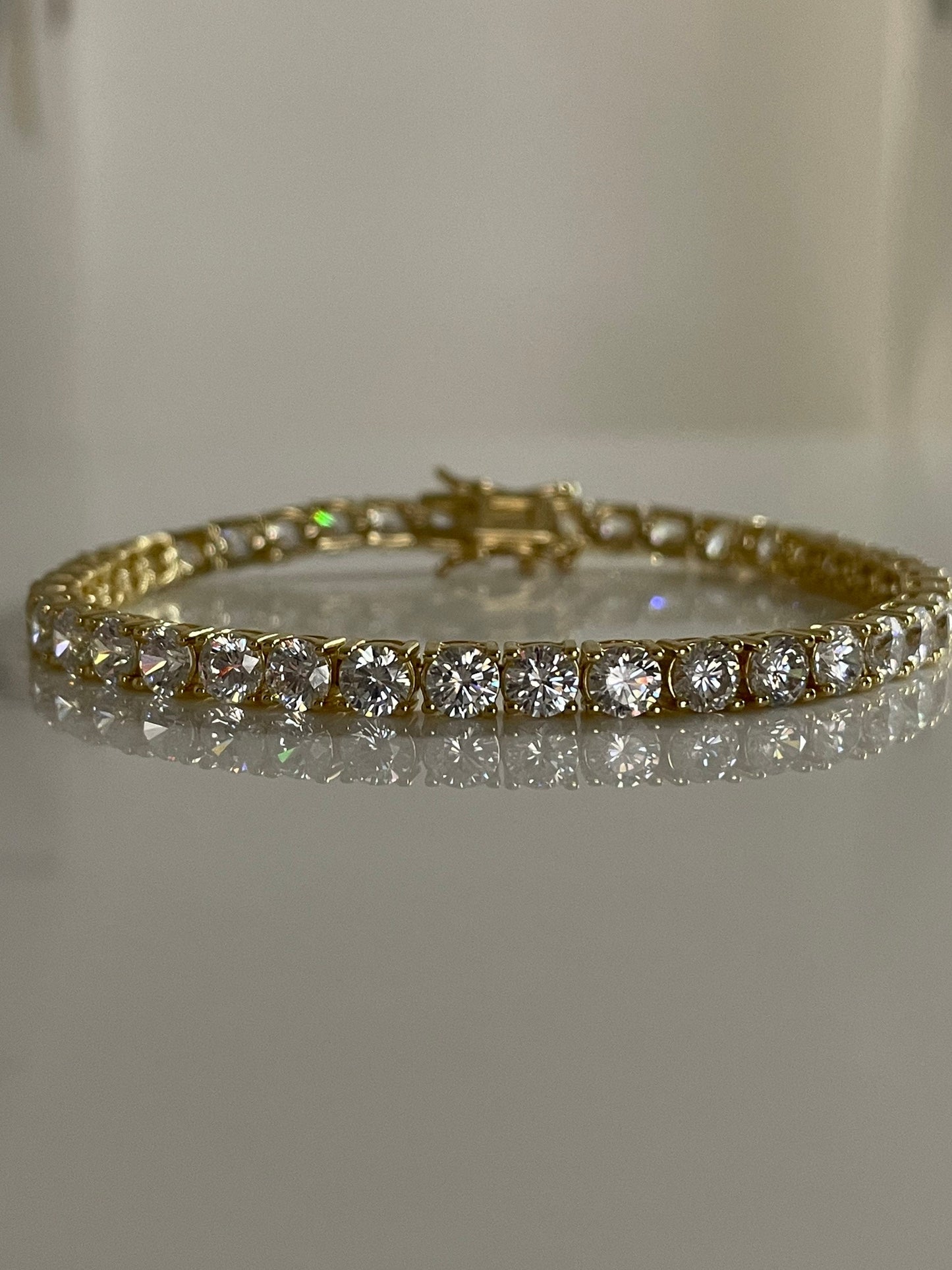 18K Yellow Gold Vermeil Tennis Bracelet With the Finest 5A CZ Diamonds