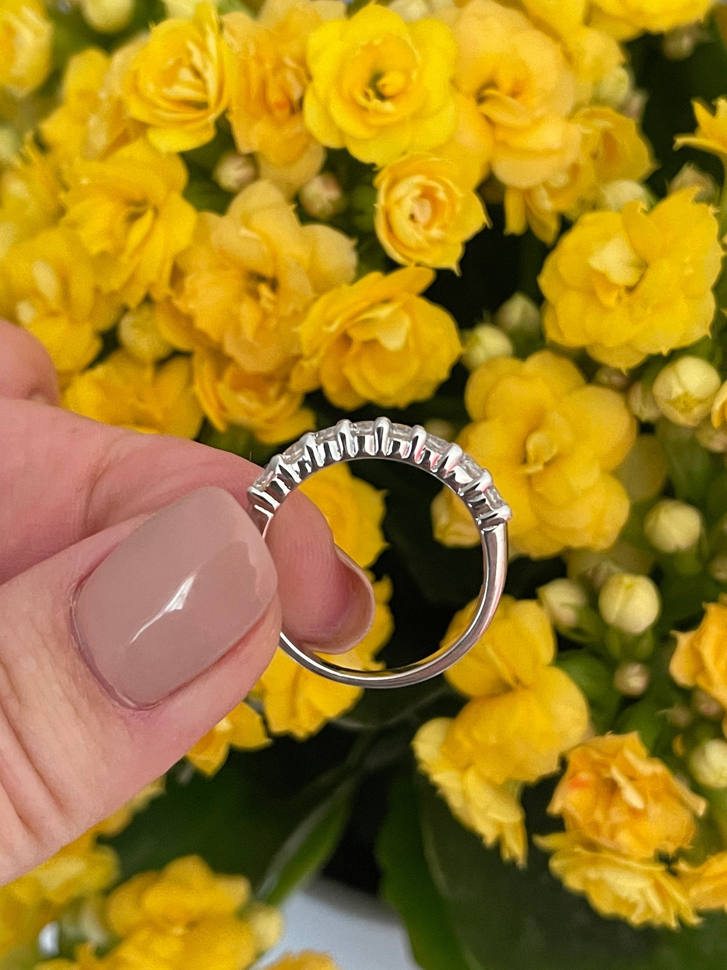 The Eva. Sterling Silver 925 3mm Half Eternity Band with the Finest 5A Grade CZ Diamonds or Moissanite