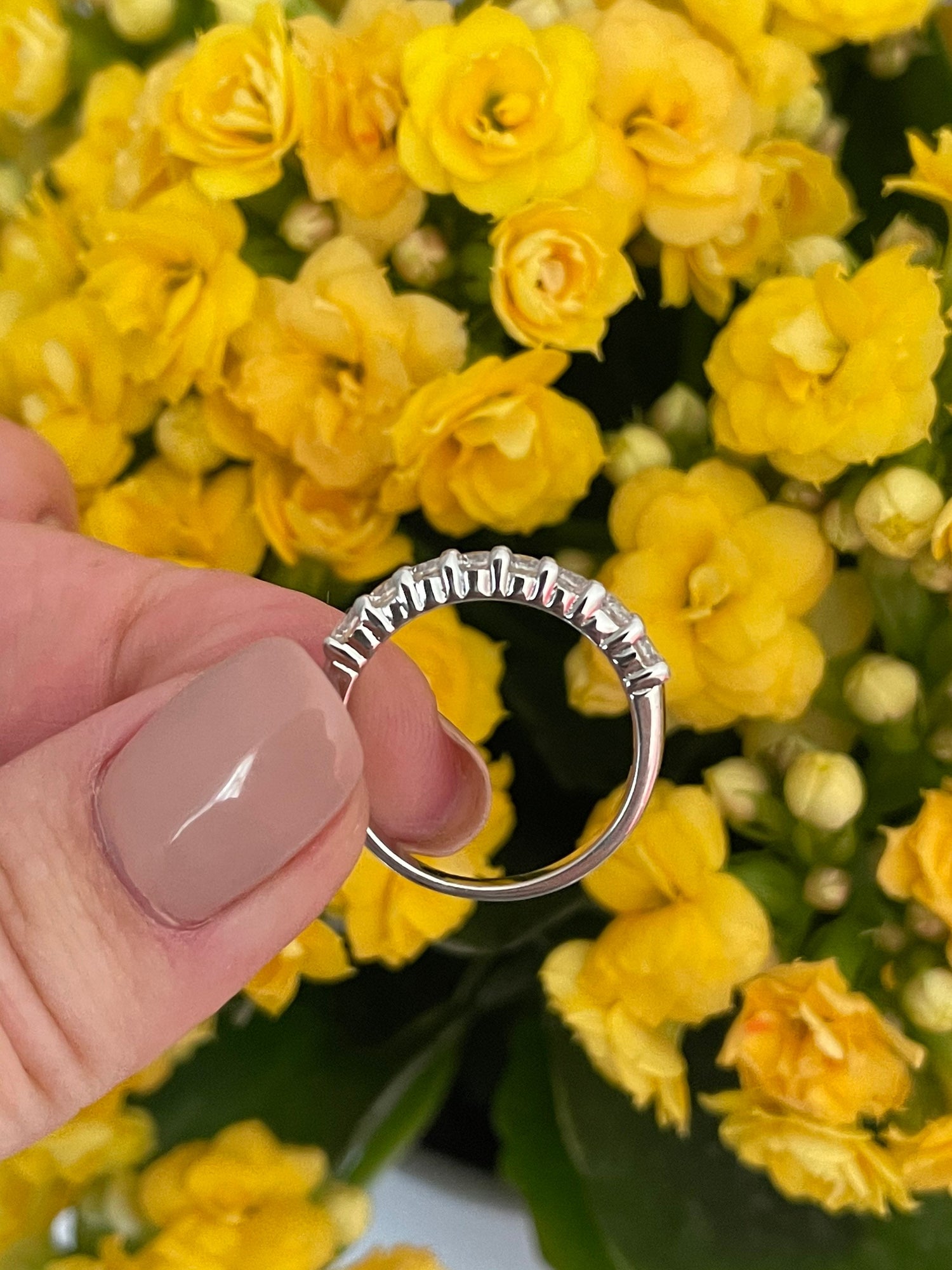 The Eva. Sterling Silver 925 3mm Half Eternity Band with the Finest 5A Grade CZ Diamonds or Moissanite