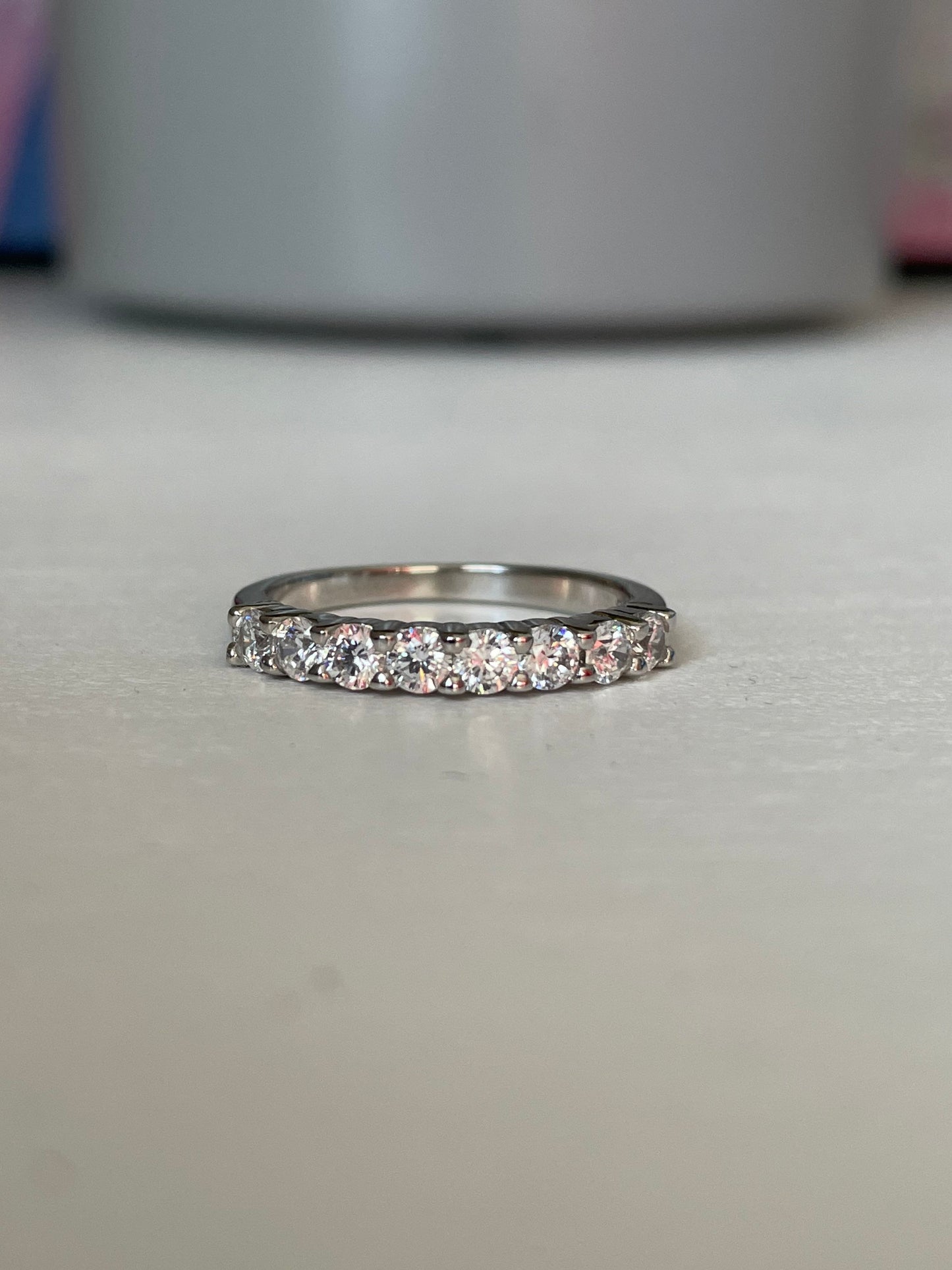The Eva. Sterling Silver 925 3mm Half Eternity Band with the Finest 5A Grade CZ Diamonds or Moissanite
