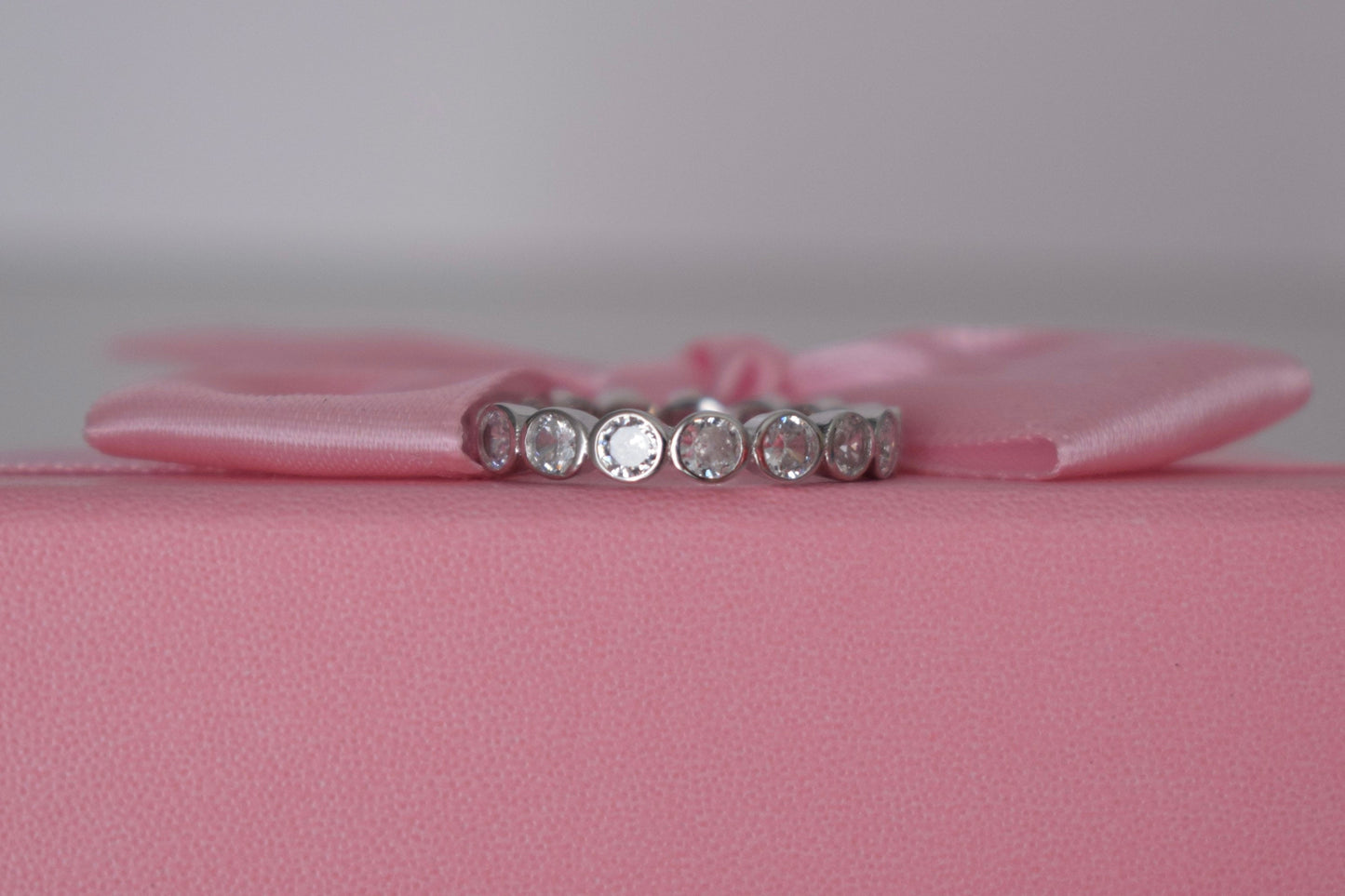 The Sloan. Sterling Silver 925 3.5mm Bezel Eternity Band With CZ Diamonds