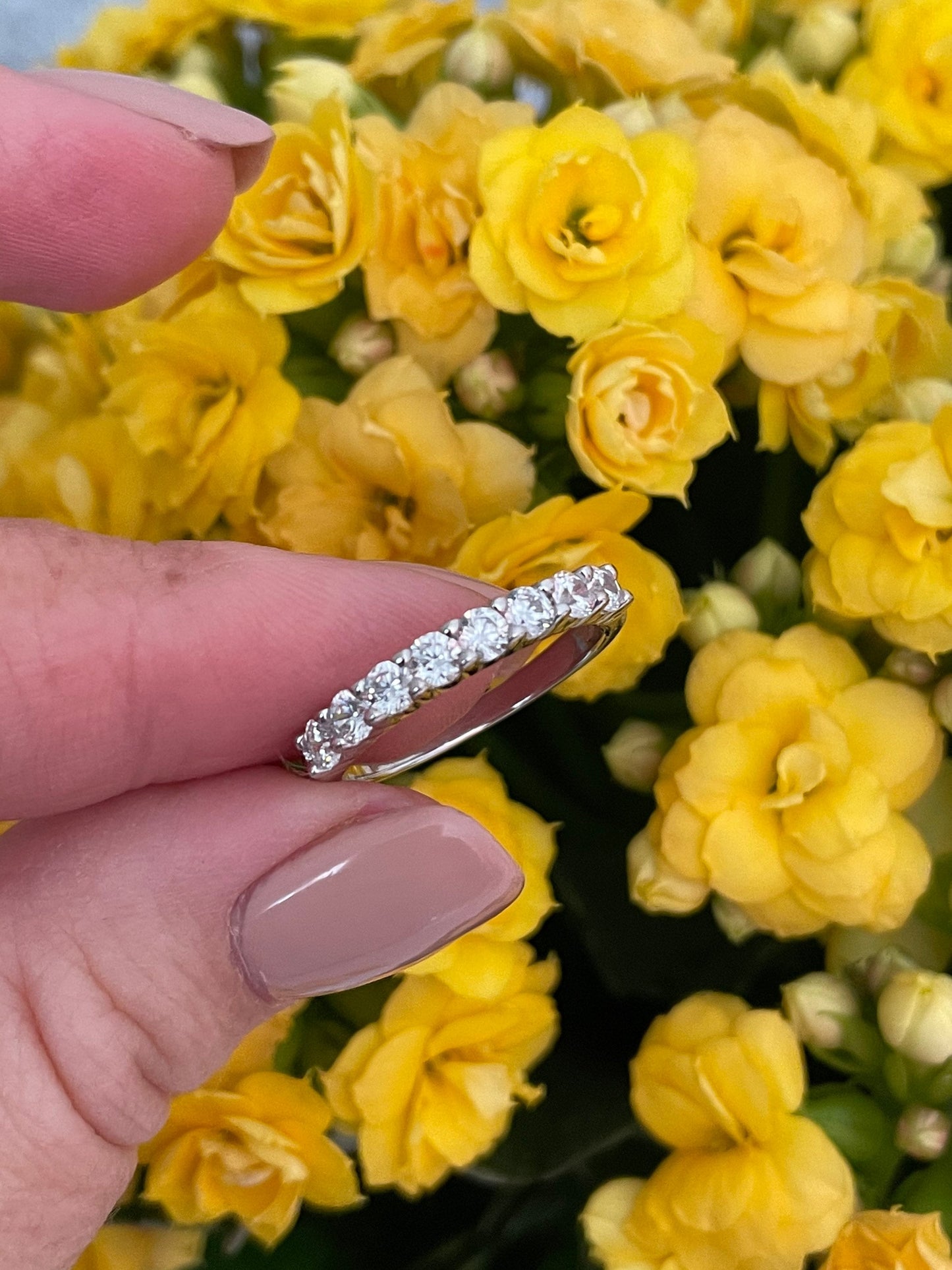The Eva. Sterling Silver 925 3mm Half Eternity Band with the Finest 5A Grade CZ Diamonds or Moissanite