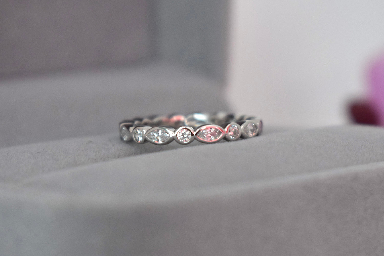 The Elena. Sterling Silver 925 2.5 mm Art Deco Eternity Band