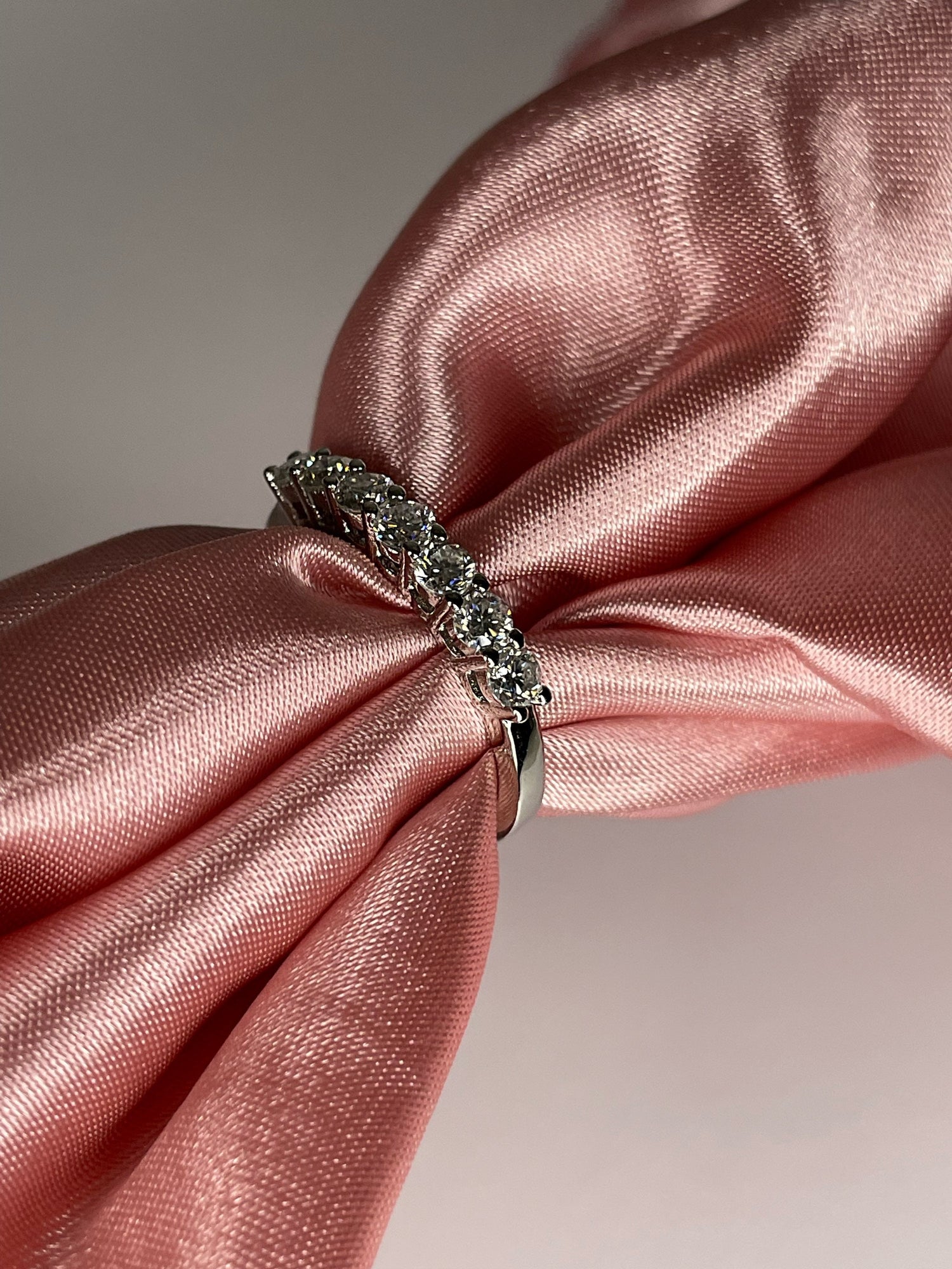 Moissanite Sterling Silver 925 Half Eternity Band With the Finest white D color VVS Moissanite, Wedding Band, Engagement Ring