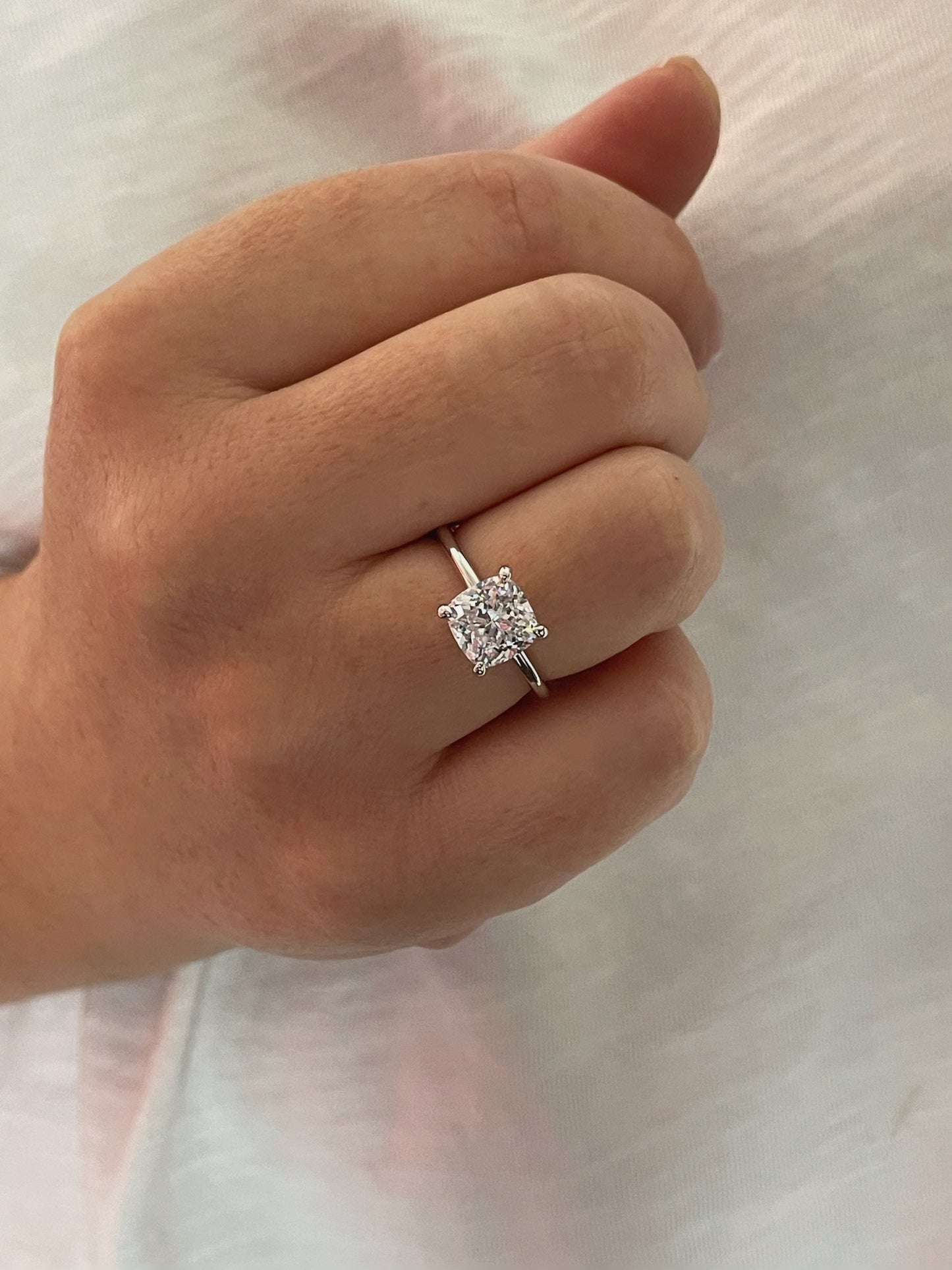 2.5CT Cushion Cut moissanite or CZ engagement ring in Sterling Silver 925, 10K gold ring, 14K gold ring, 18K gold ring promise ring