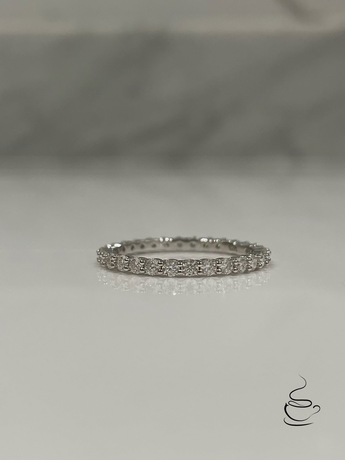 The Scarlett. Sterling Silver 925 2mm Eternity Band with the Finest Simulated Diamonds