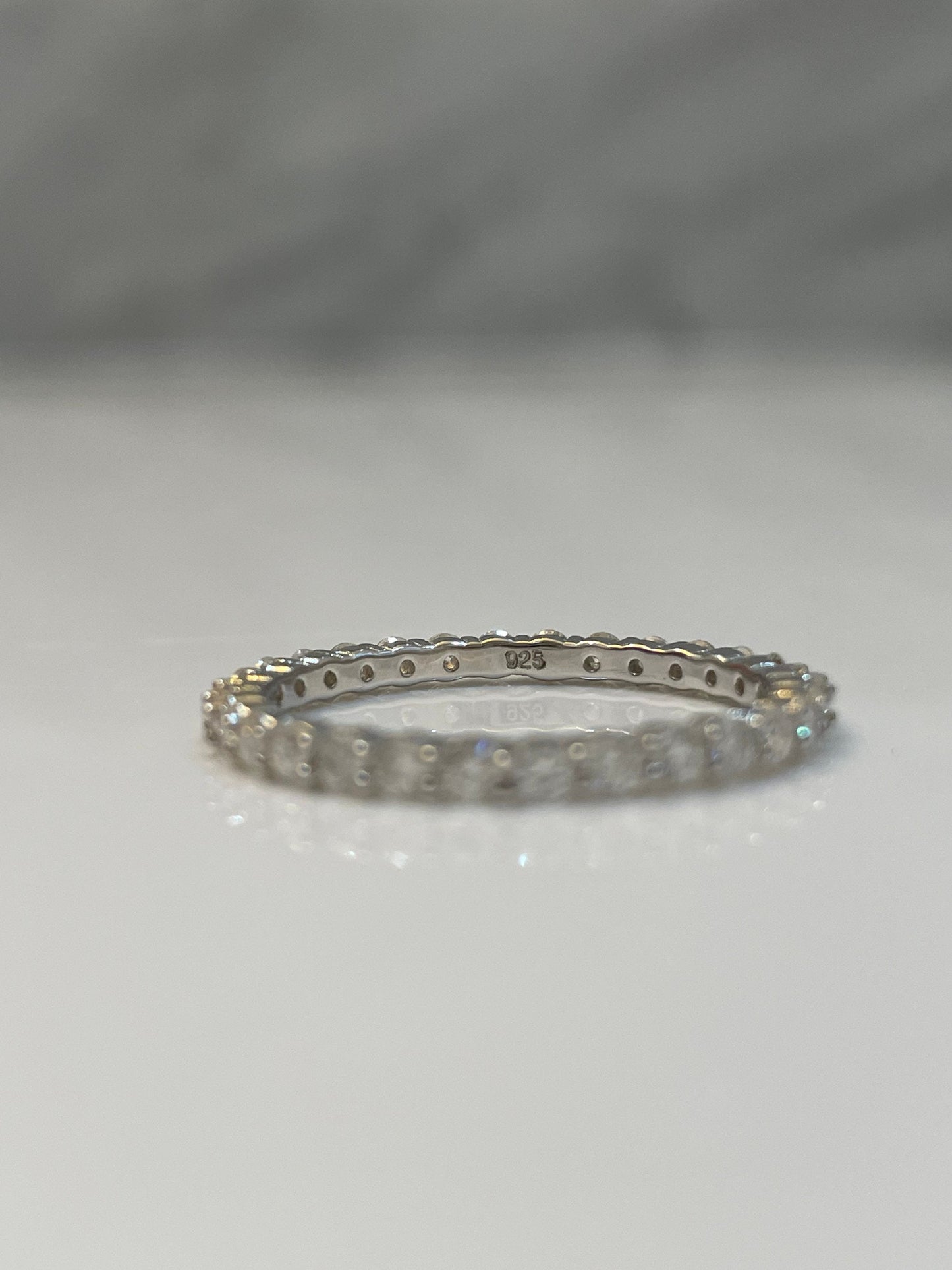 The Scarlett. Sterling Silver 925 2mm Eternity Band with the Finest Simulated Diamonds