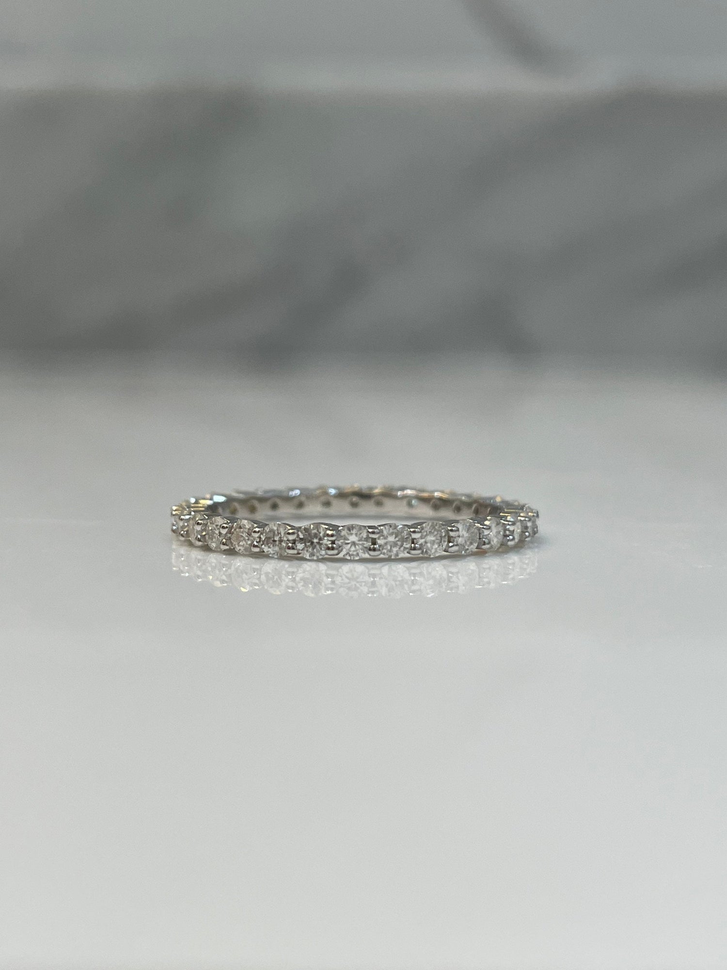 The Scarlett. Sterling Silver 925 2mm Eternity Band with the Finest Simulated Diamonds