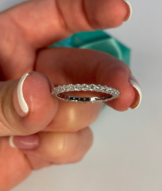The Scarlett. Sterling Silver 925 2mm Eternity Band with the Finest Simulated Diamonds