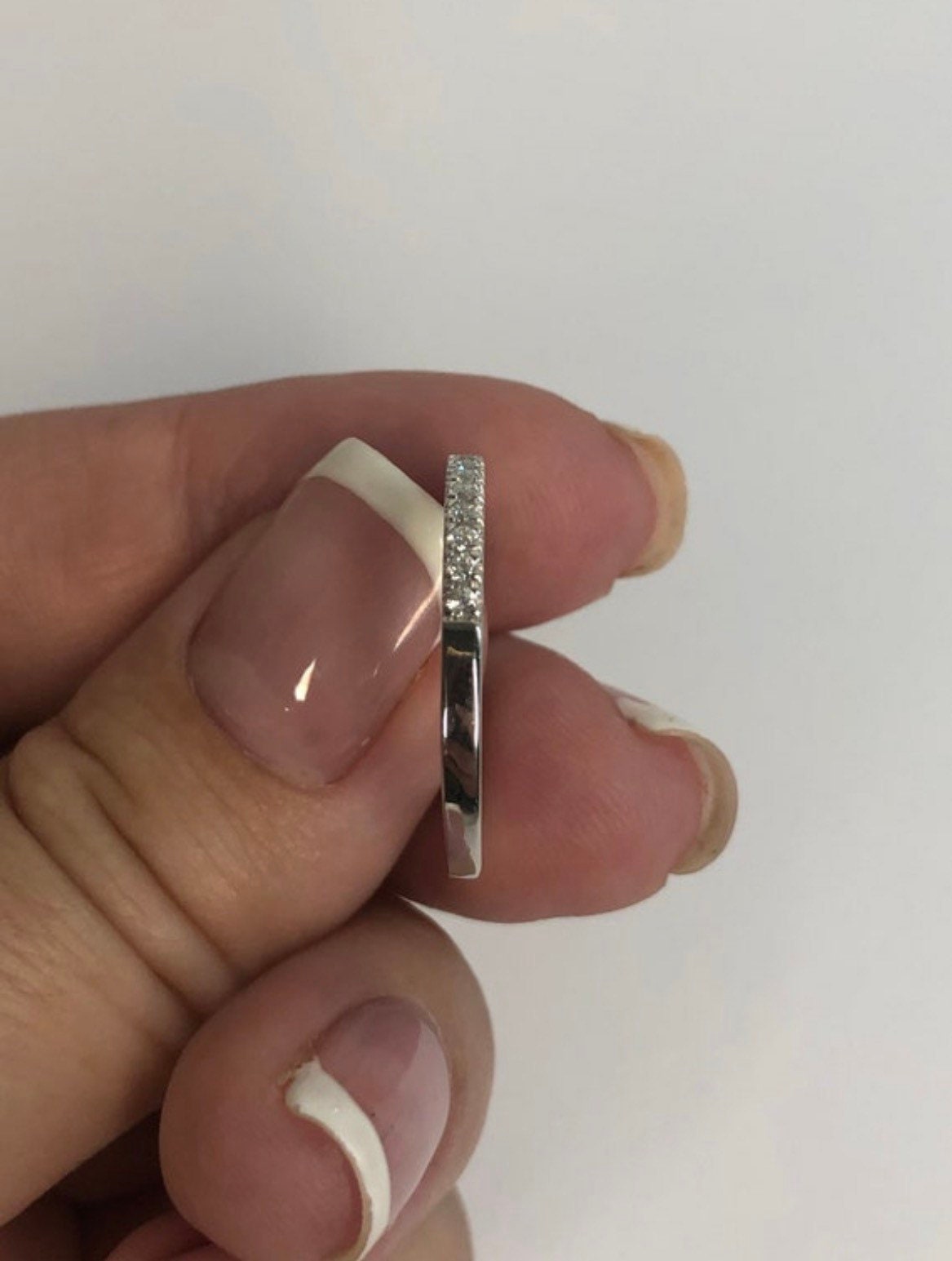 Moissanite Band, 2mm sterling silver 925 moissanite band , rose gold, yellow gold vermeil Half Eternity Band with the Finest Moissanite