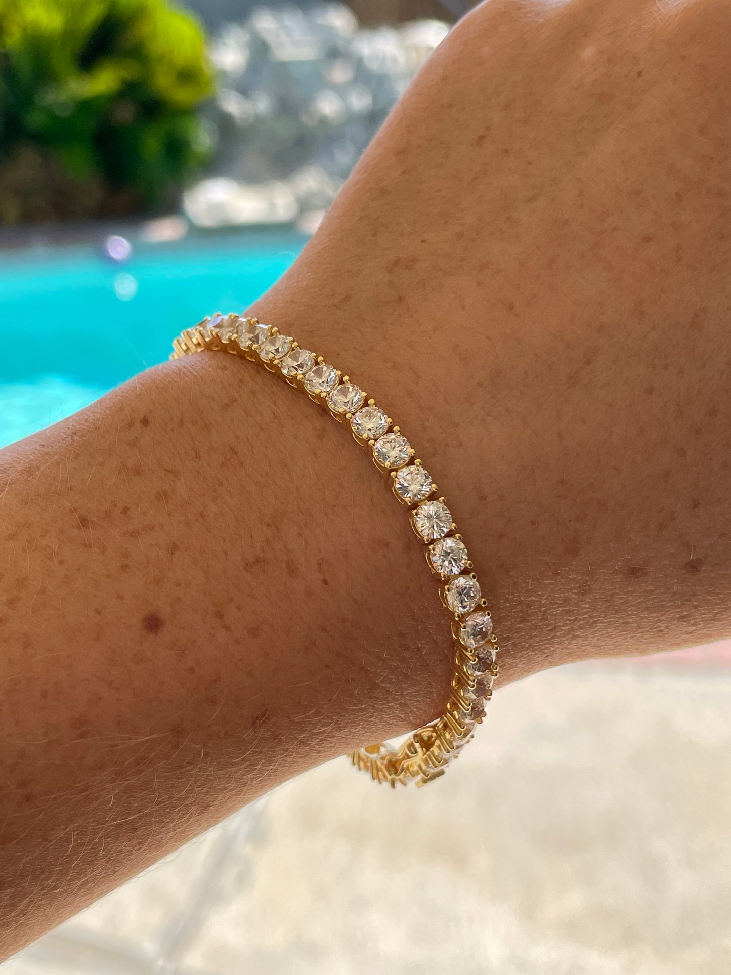 18K Yellow Gold Vermeil Tennis Bracelet With the Finest 5A CZ Diamonds