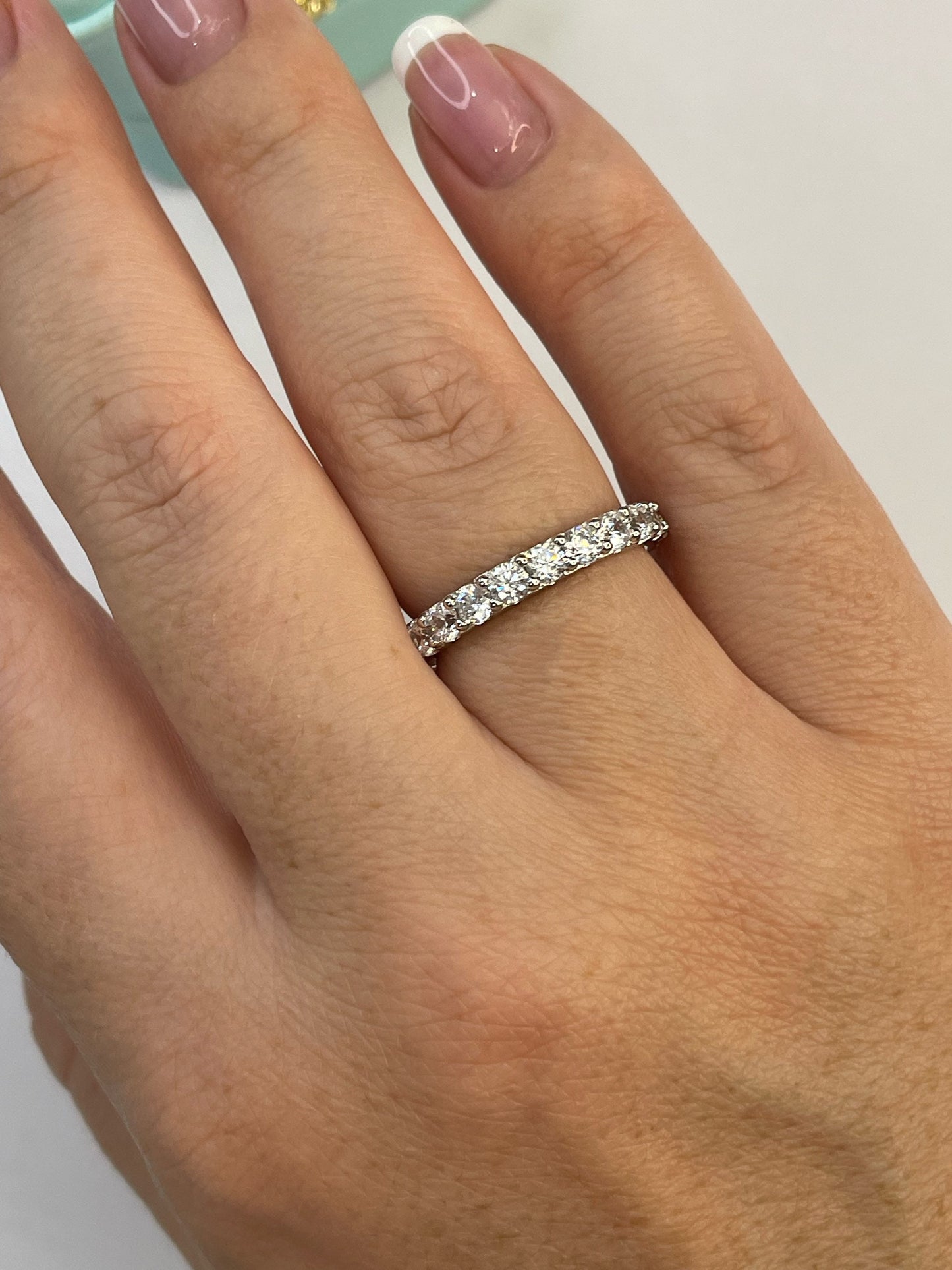 The Scarlett 3mm. Sterling Silver 925 3mm full eternity band with the finest simulated diamonds.