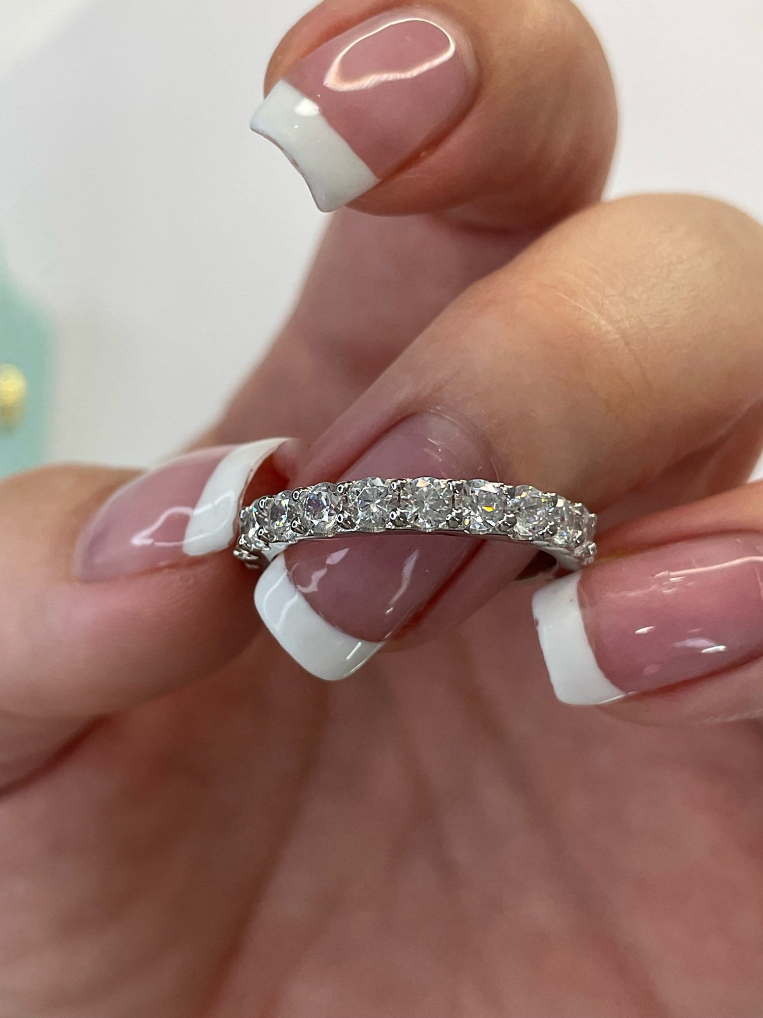 The Scarlett 3mm. Sterling Silver 925 3mm full eternity band with the finest simulated diamonds.