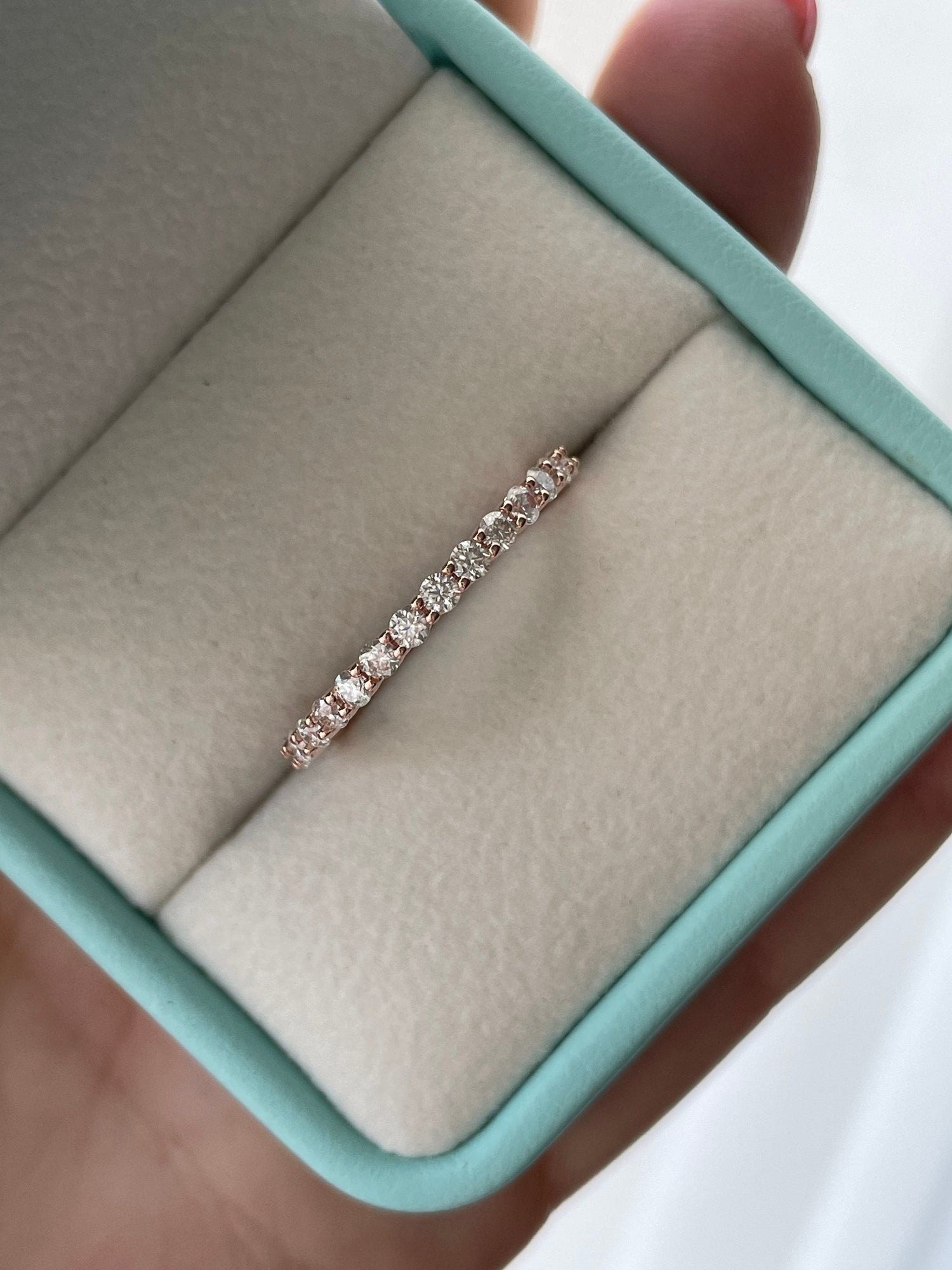 Rose Gold, yellow gold, white gold over Sterling Silver 925 Bridal Set with 3CT Cushion Cut Solitare engagement ring and half eternity band.