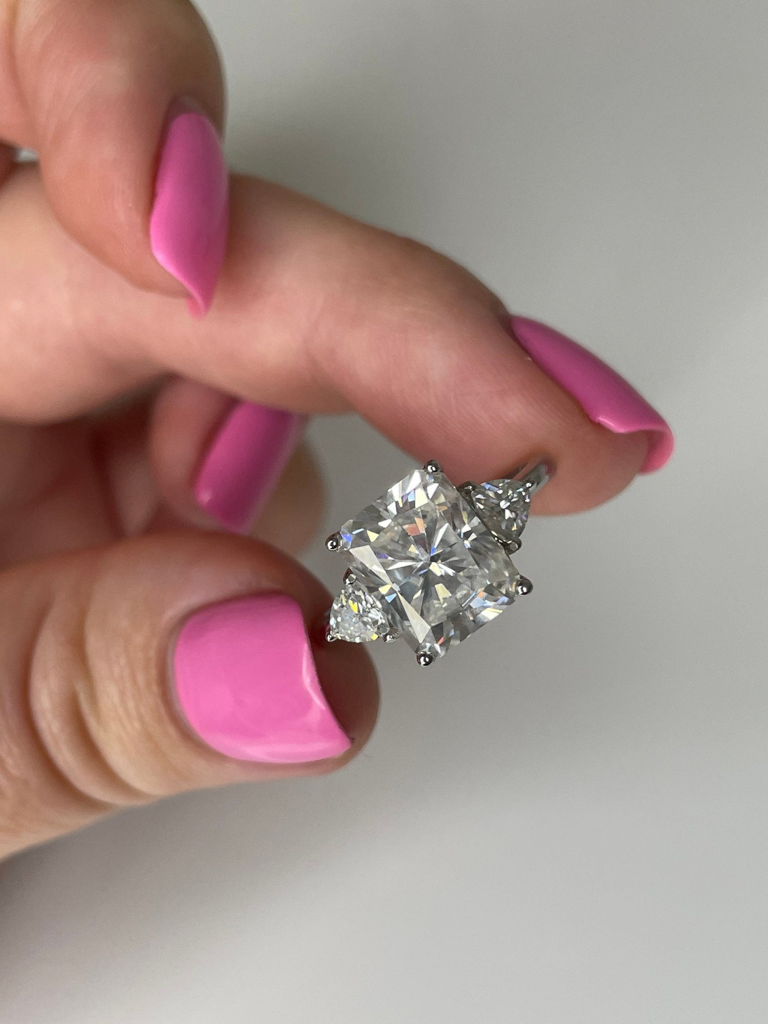 Moissanite engagement ring with 4CT radiant cut. Sterling silver, 10K Gold, 14K gold, 18K gold moissanite engagement ring