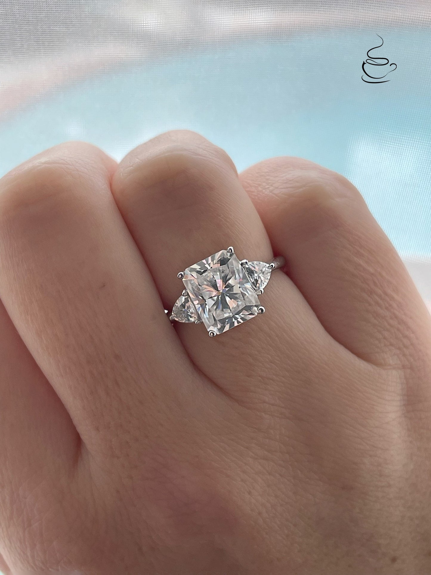 Moissanite engagement ring with 4CT radiant cut. Sterling silver, 10K Gold, 14K gold, 18K gold moissanite engagement ring