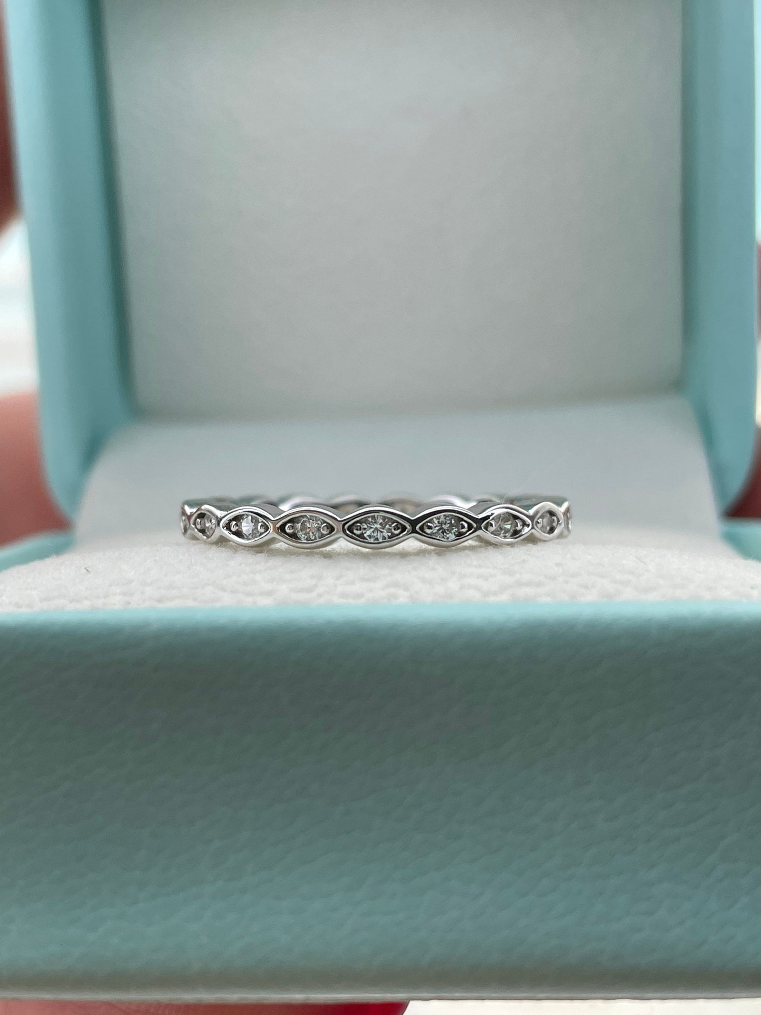 Sterling Silver 925 1.8mm full eternity band with CZ Diamonds, Stacking Ring, Wedding Band
