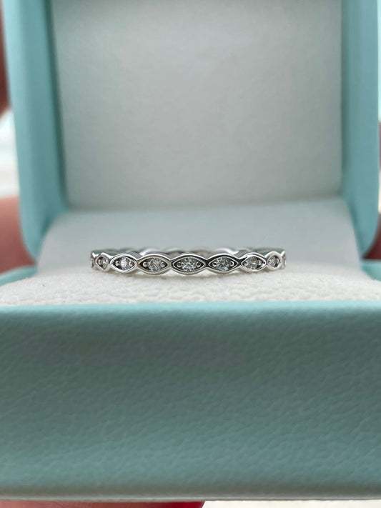 Sterling Silver 925 1.8mm full eternity band with CZ Diamonds, Stacking Ring, Wedding Band